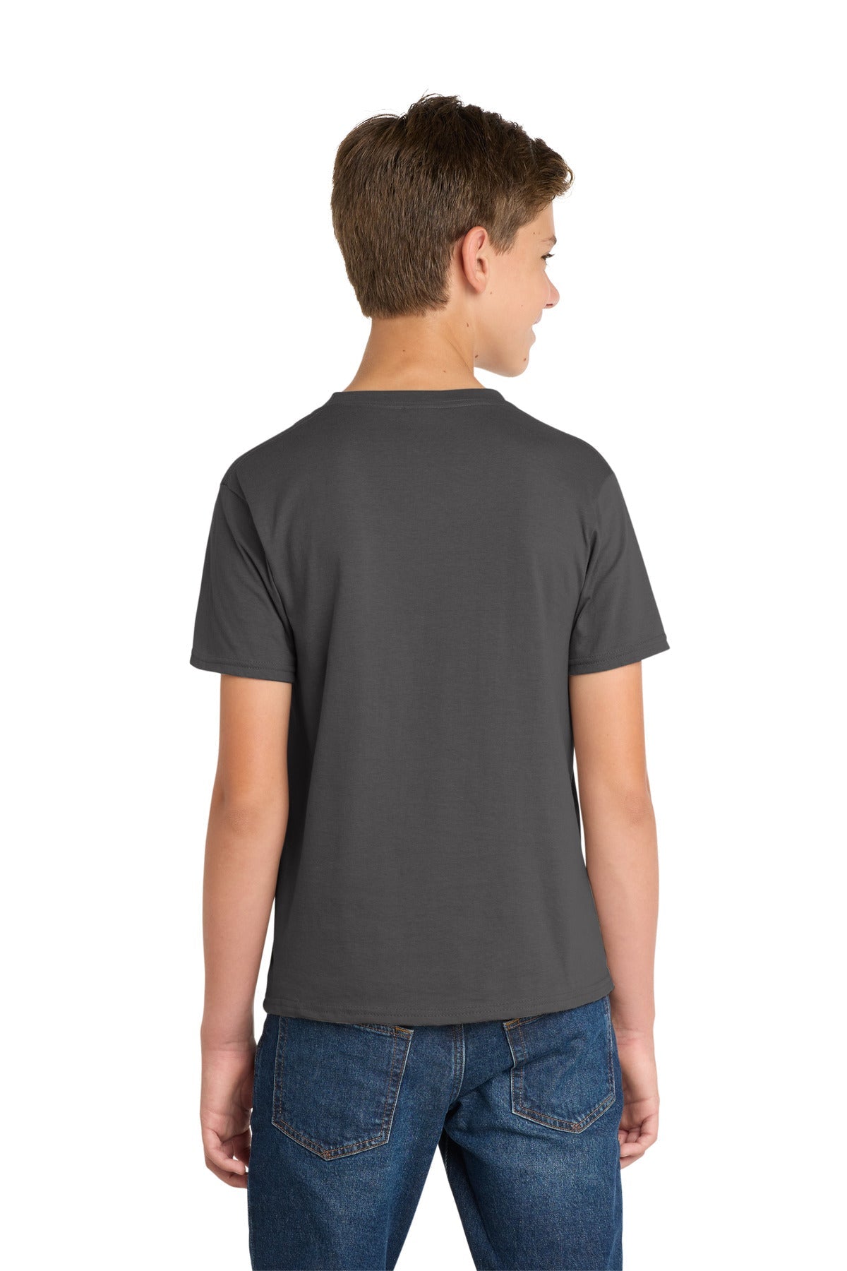 Charcoal Port & Co Youth Fan Favorite Tee. PC450Y