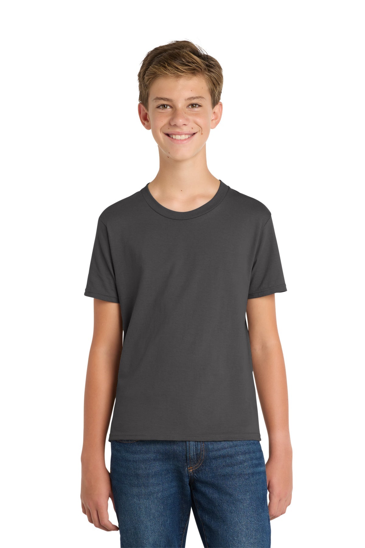 Charcoal Port & Co Youth Fan Favorite Tee. PC450Y