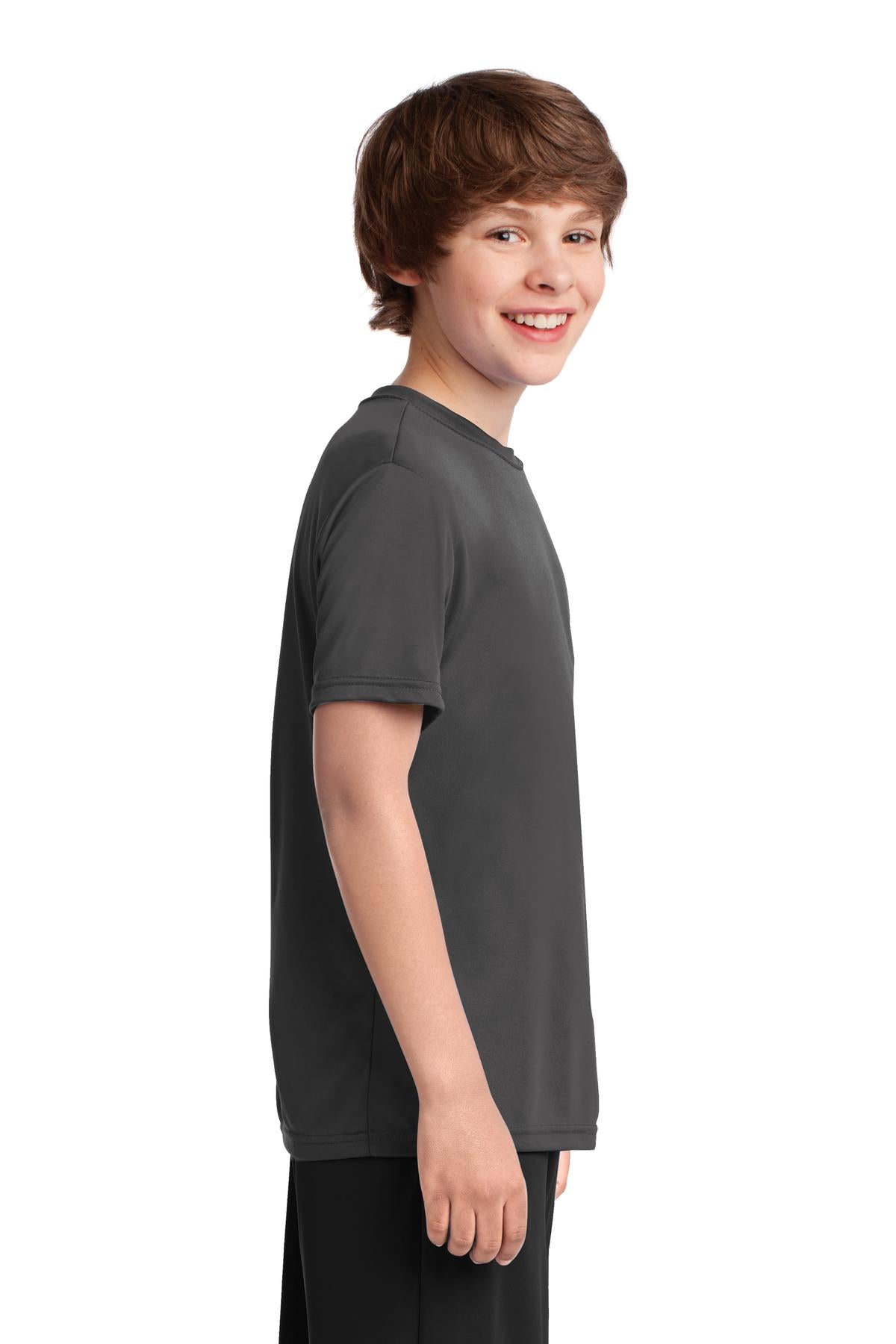 Charcoal Port & Co Youth Performance Tee. PC380Y