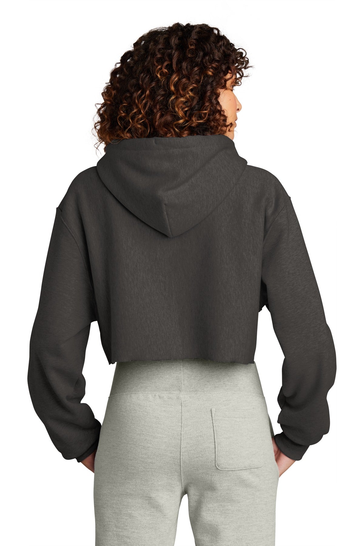 CharcoalHt Champion Women's Reverse Weave Cropped Cut-Off Hooded Sweatshirt RW01W
