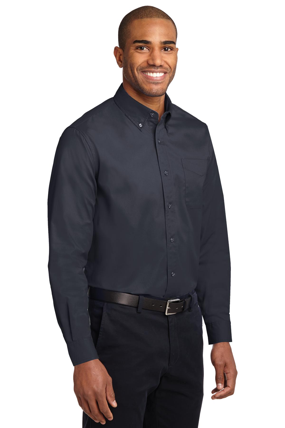 Cl Navy/Lt Stn Port Authority Long Sleeve Easy Care Shirt S608