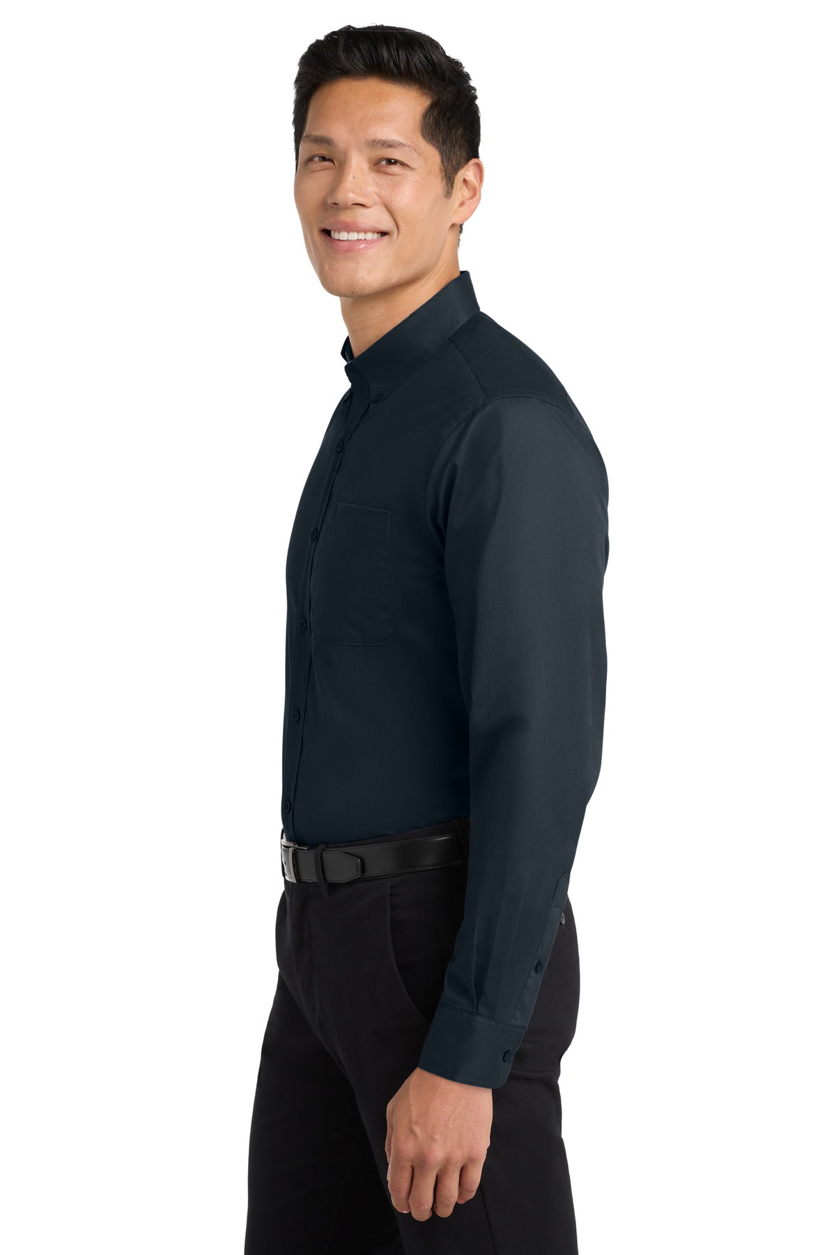 Cl Navy/Lt Stn Port Authority Long Sleeve Easy Care Shirt S608