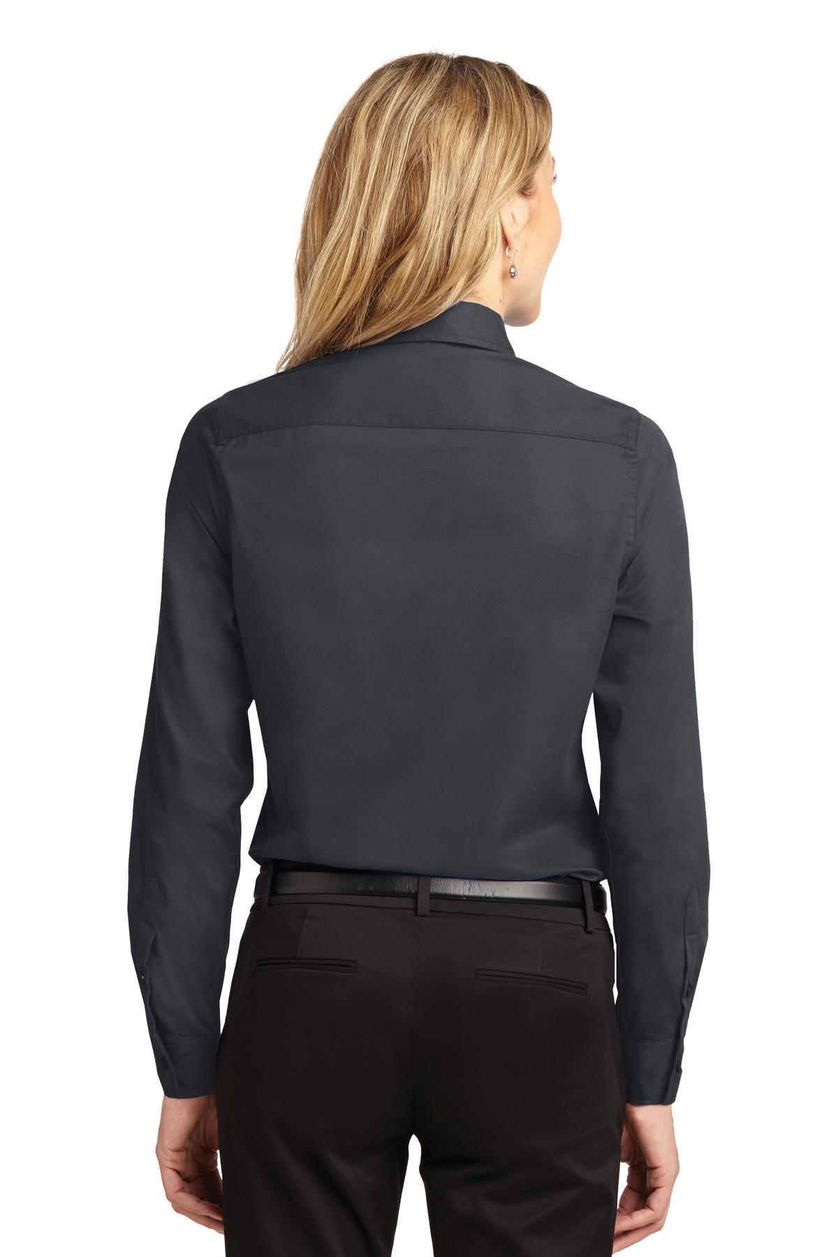 Cl Navy/Lt Stn Port Authority Women's Long Sleeve Easy Care Shirt. L608