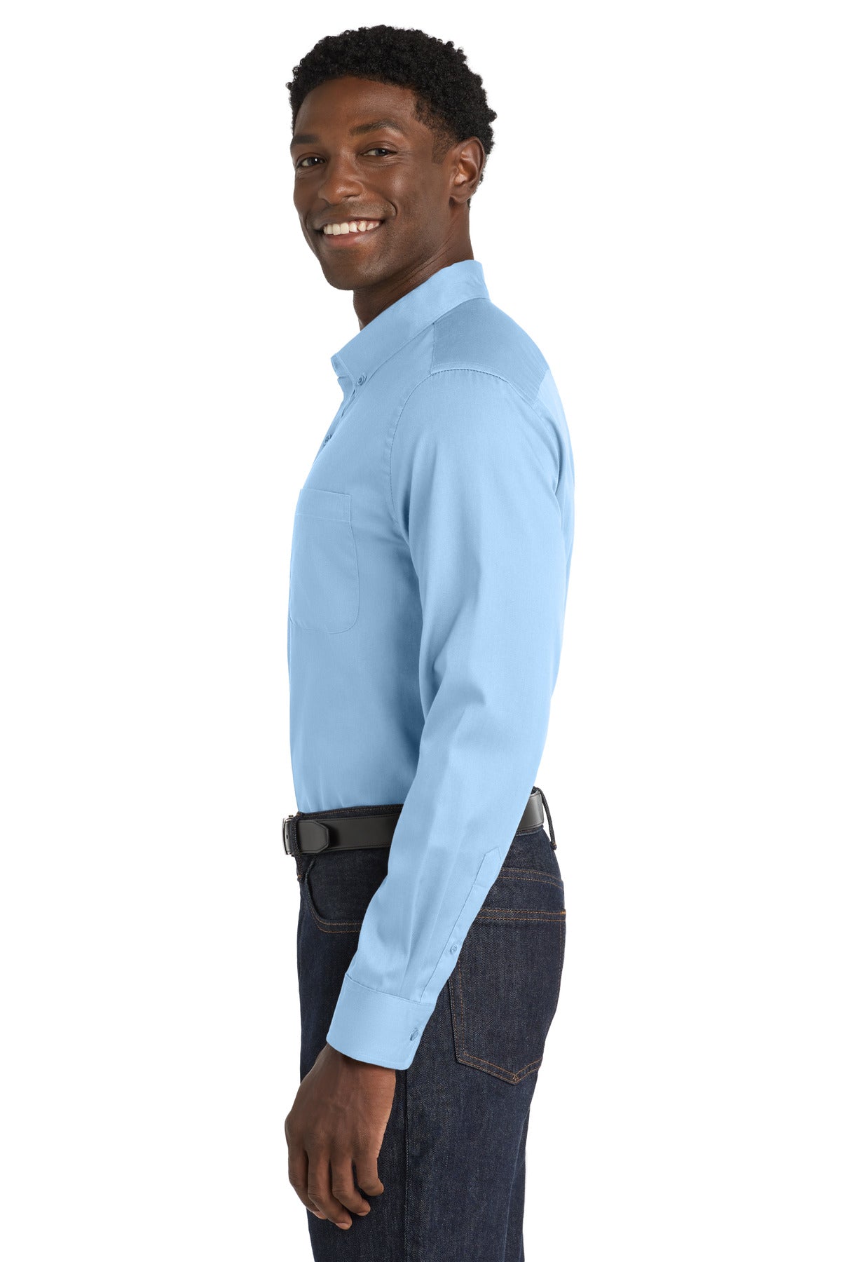 CloudBlue Port Authority Long Sleeve SuperPro React Twill Shirt. W808