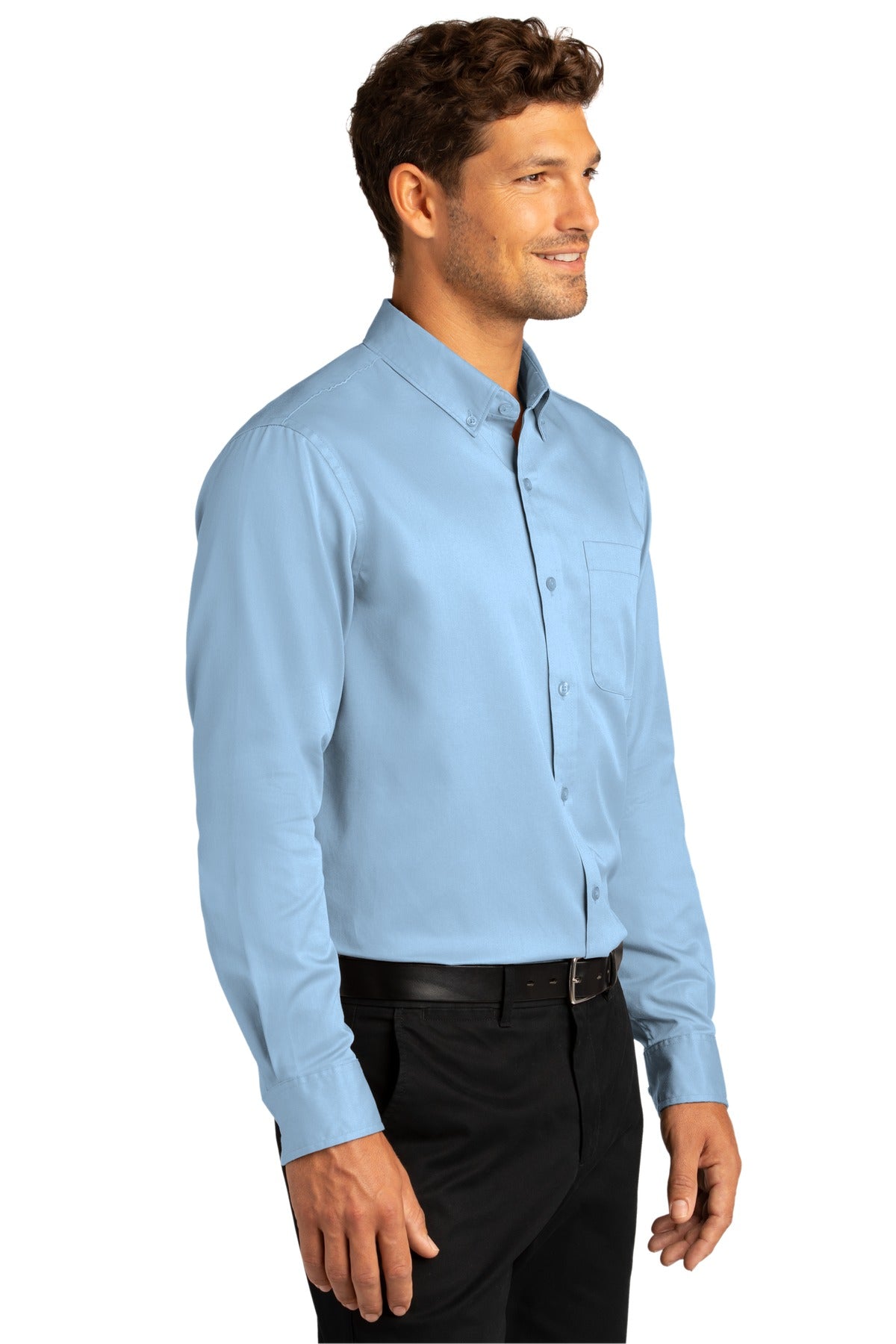 CloudBlue Port Authority Long Sleeve SuperPro React Twill Shirt. W808