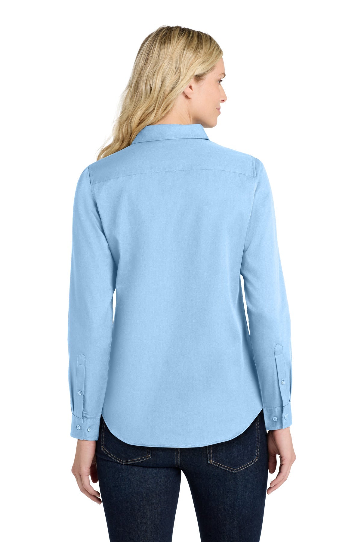 CloudBlue Port Authority Women's Long Sleeve SuperPro React Twill Shirt. LW808