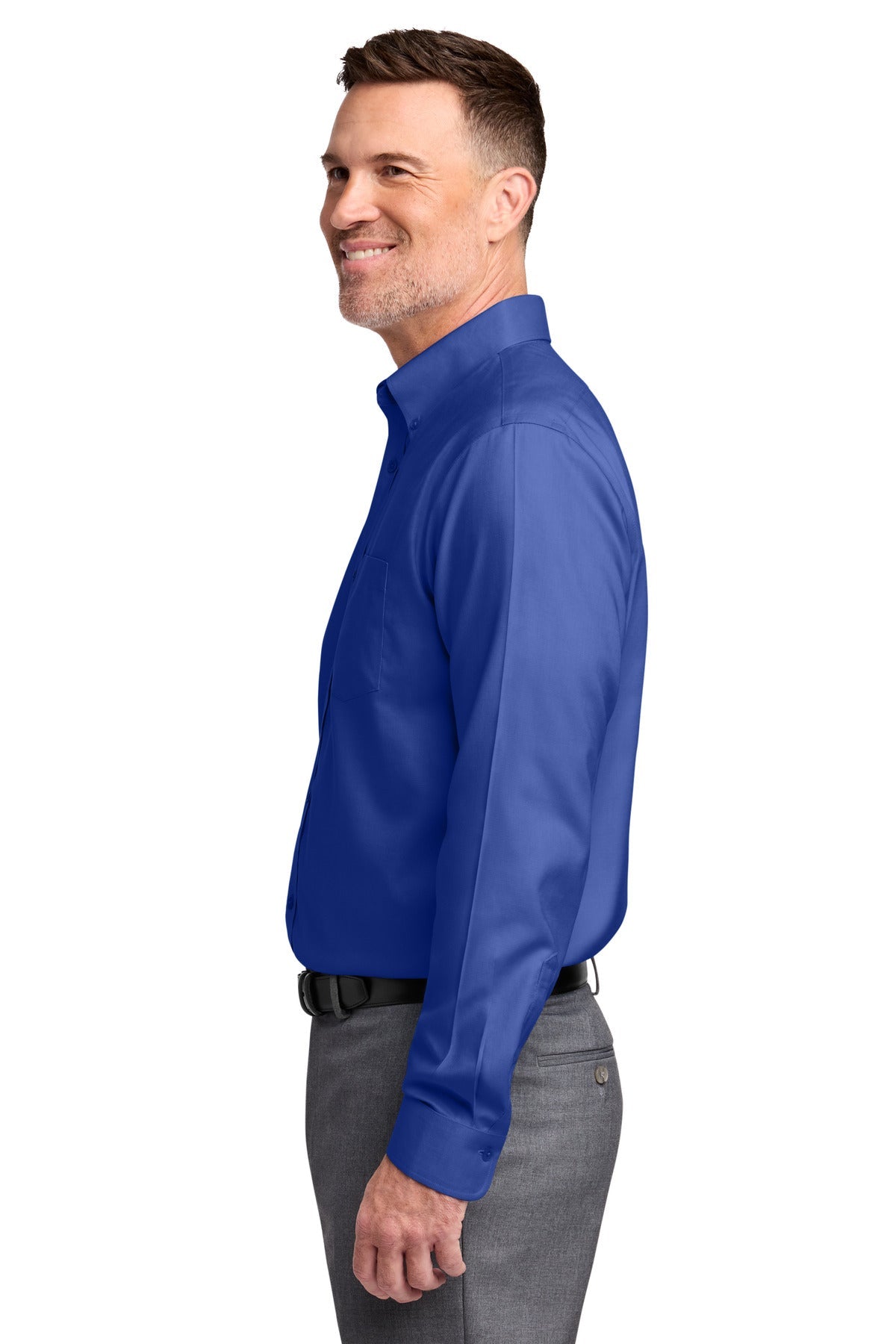 CobaltBl Brooks Brothers Tall Wrinkle-Free Stretch Nailhead Shirt TBB18002