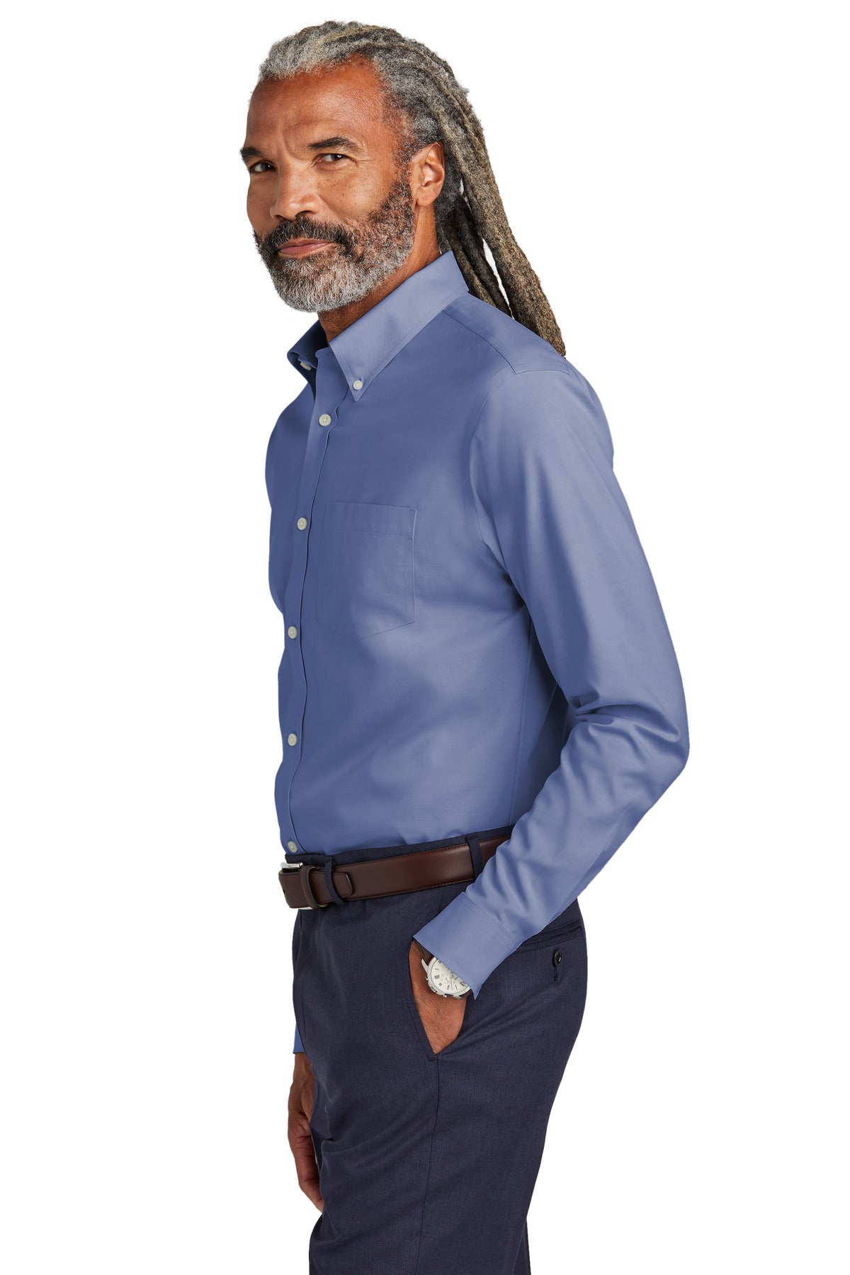 CobaltBl Brooks Brothers Tall Wrinkle-Free Stretch Pinpoint Shirt TBB18000