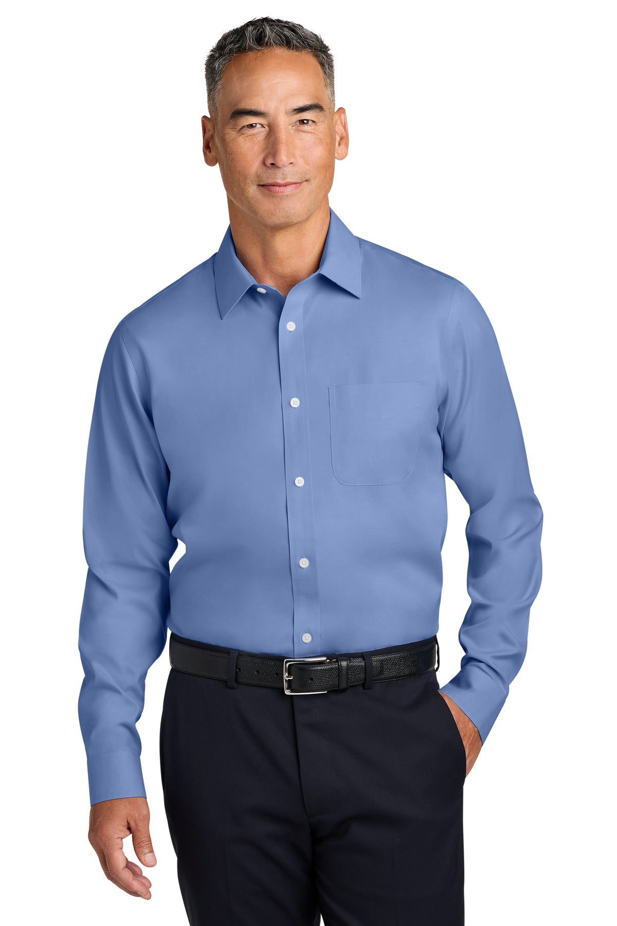 CobaltBl Brooks Brothers Wrinkle-Free Stretch Pinpoint Spread Collar Shirt BB18012