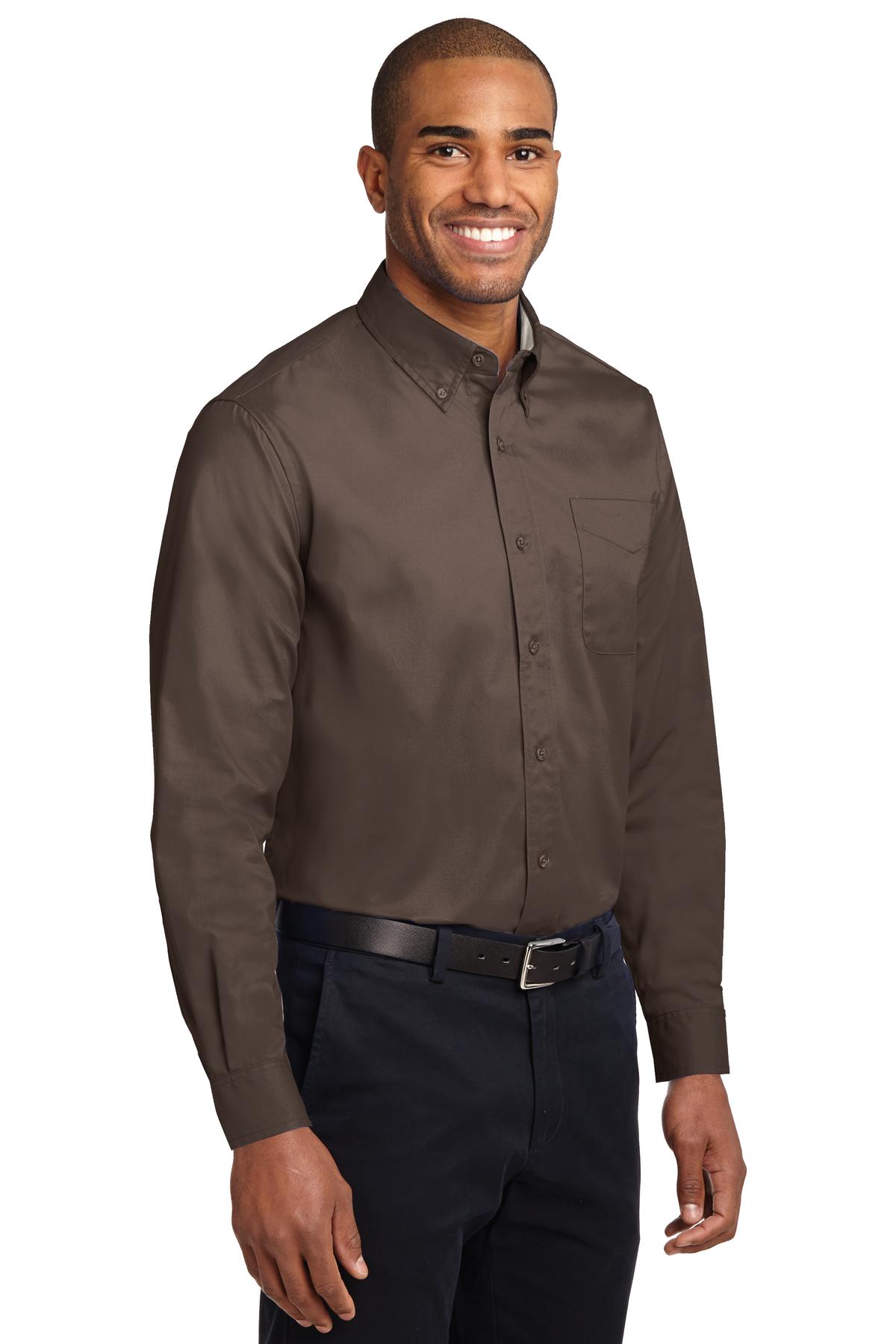 Coffee Bean/St Port Authority Long Sleeve Easy Care Shirt S608