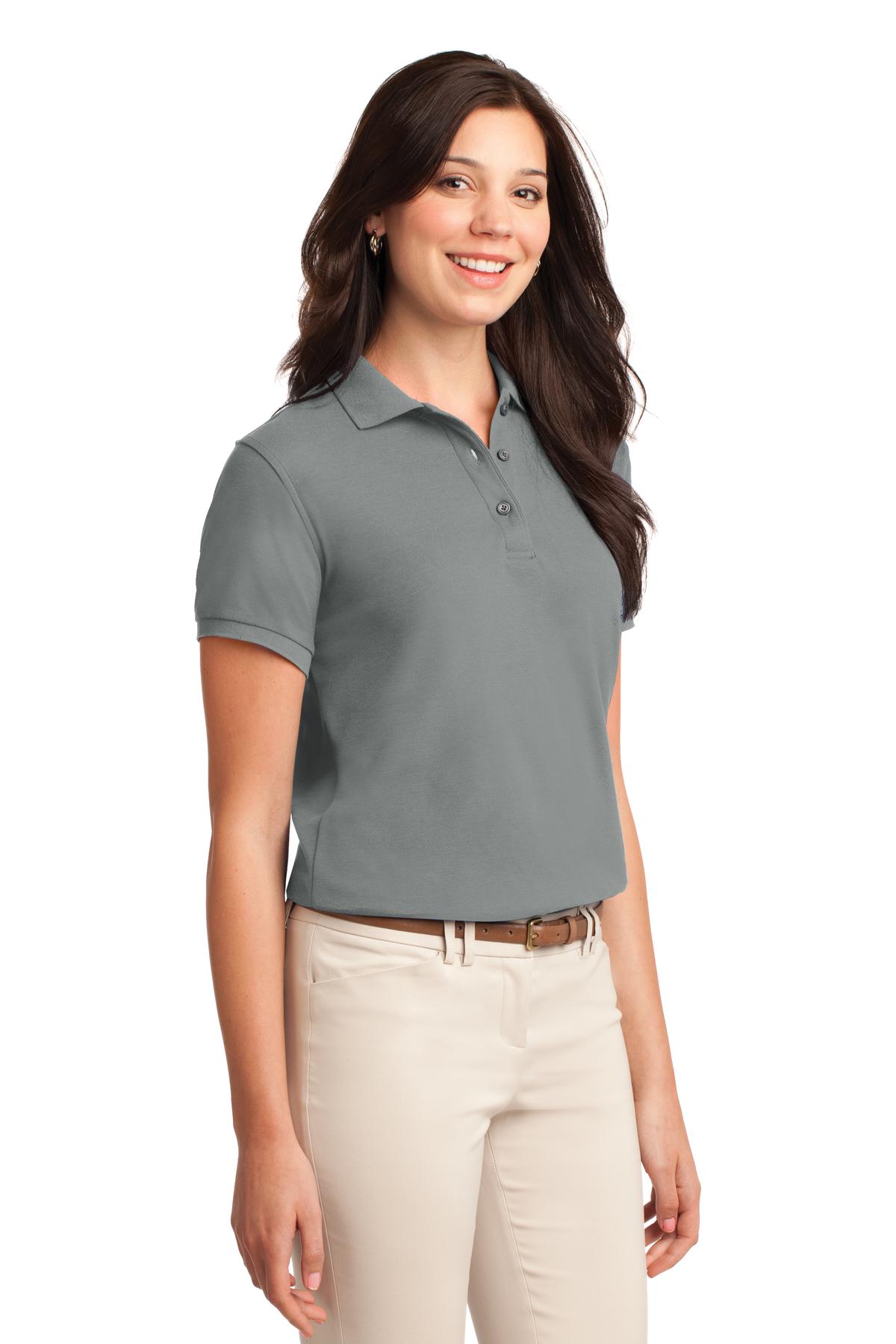 Cool Grey Port Authority Women's Silk Touch Polo. L500