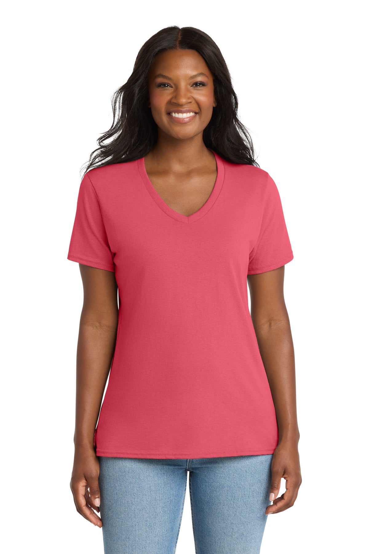 Coral Port & Co Women's Core Cotton V-Neck Tee. LPC54V