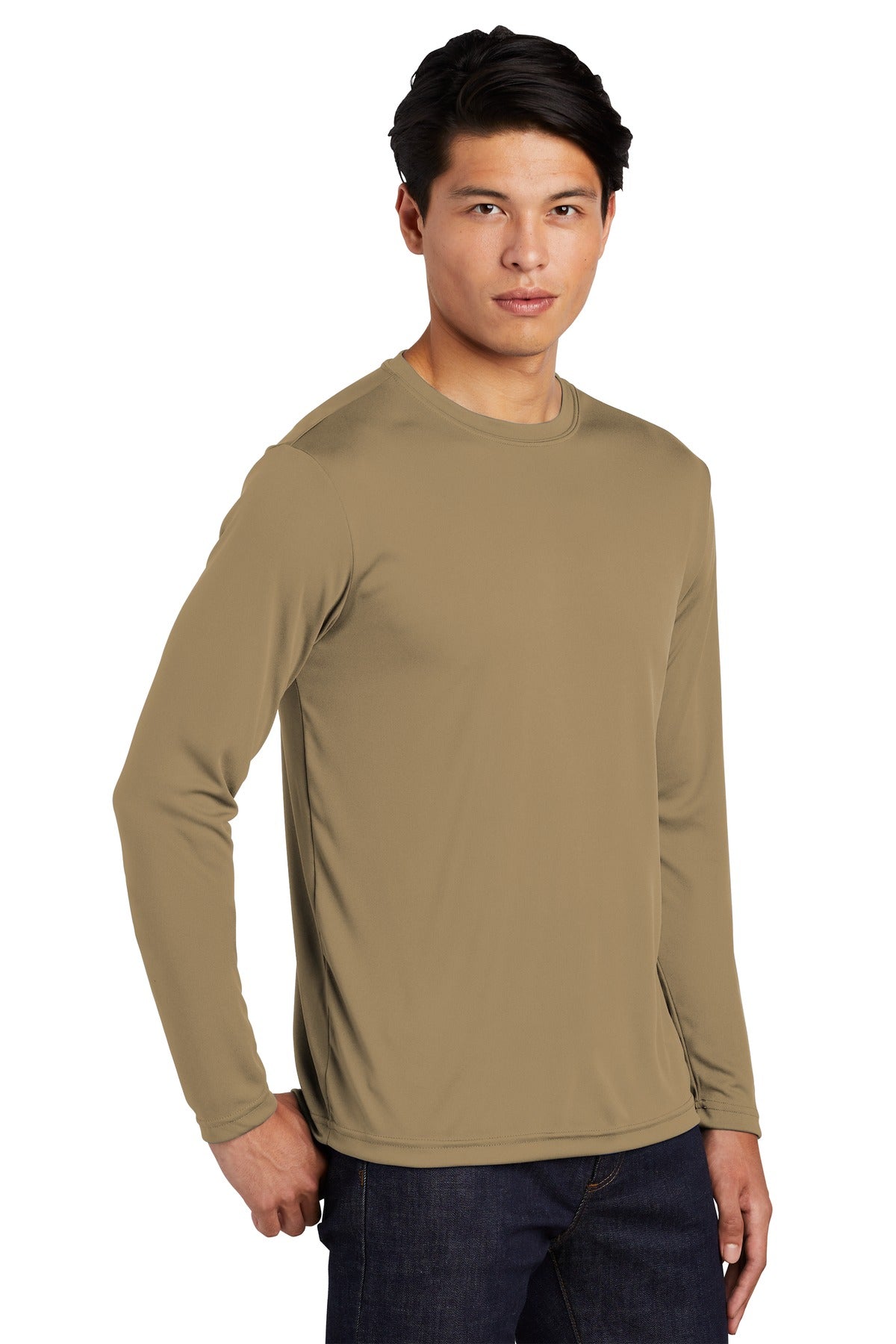 Coyote Brown Sport-Tek Long Sleeve PosiCharge Competitor Tee. ST350LS