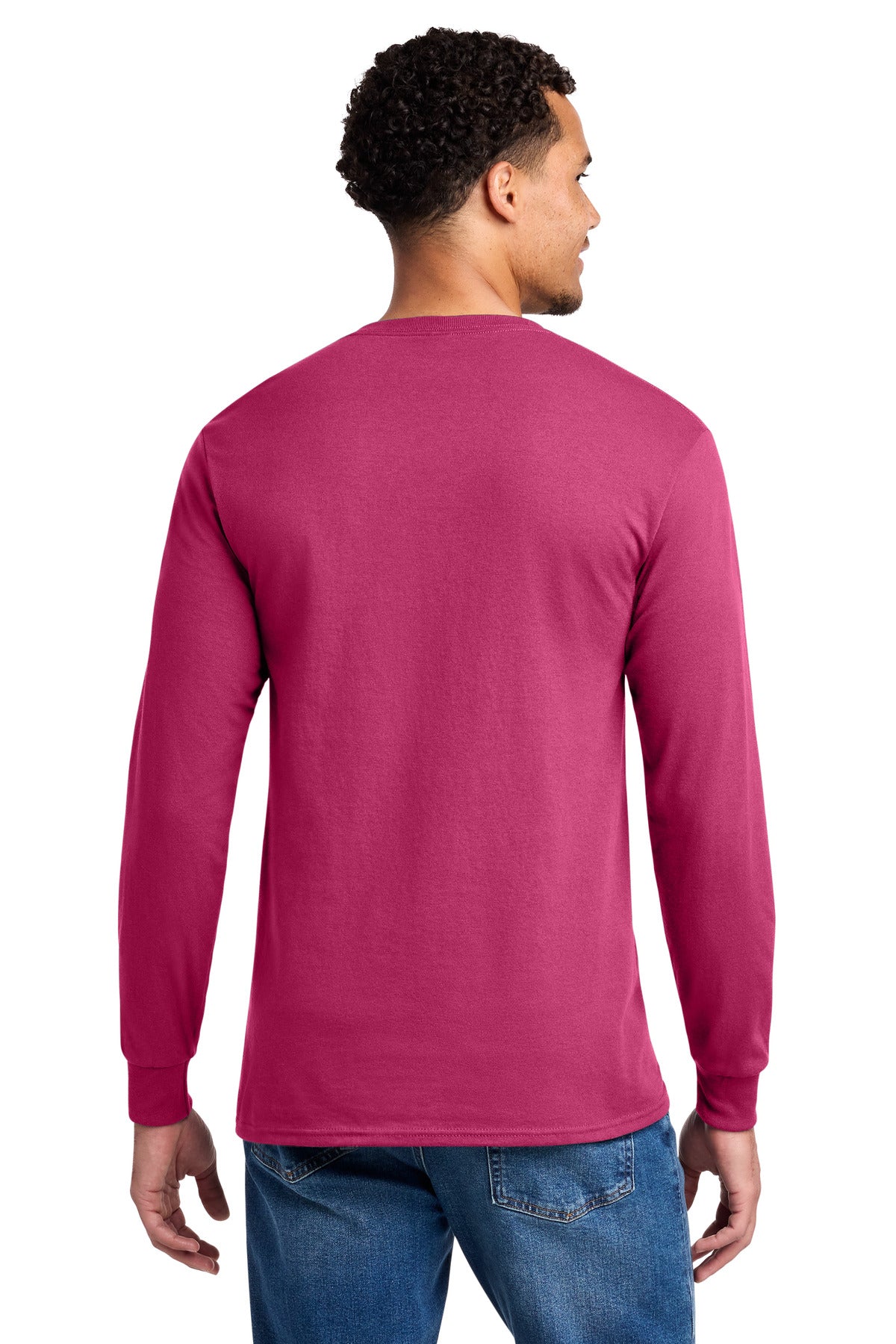 Cyber Pink Jerzees - Dri-Power 50/50 Cotton/Poly Long Sleeve T-Shirt. 29LS