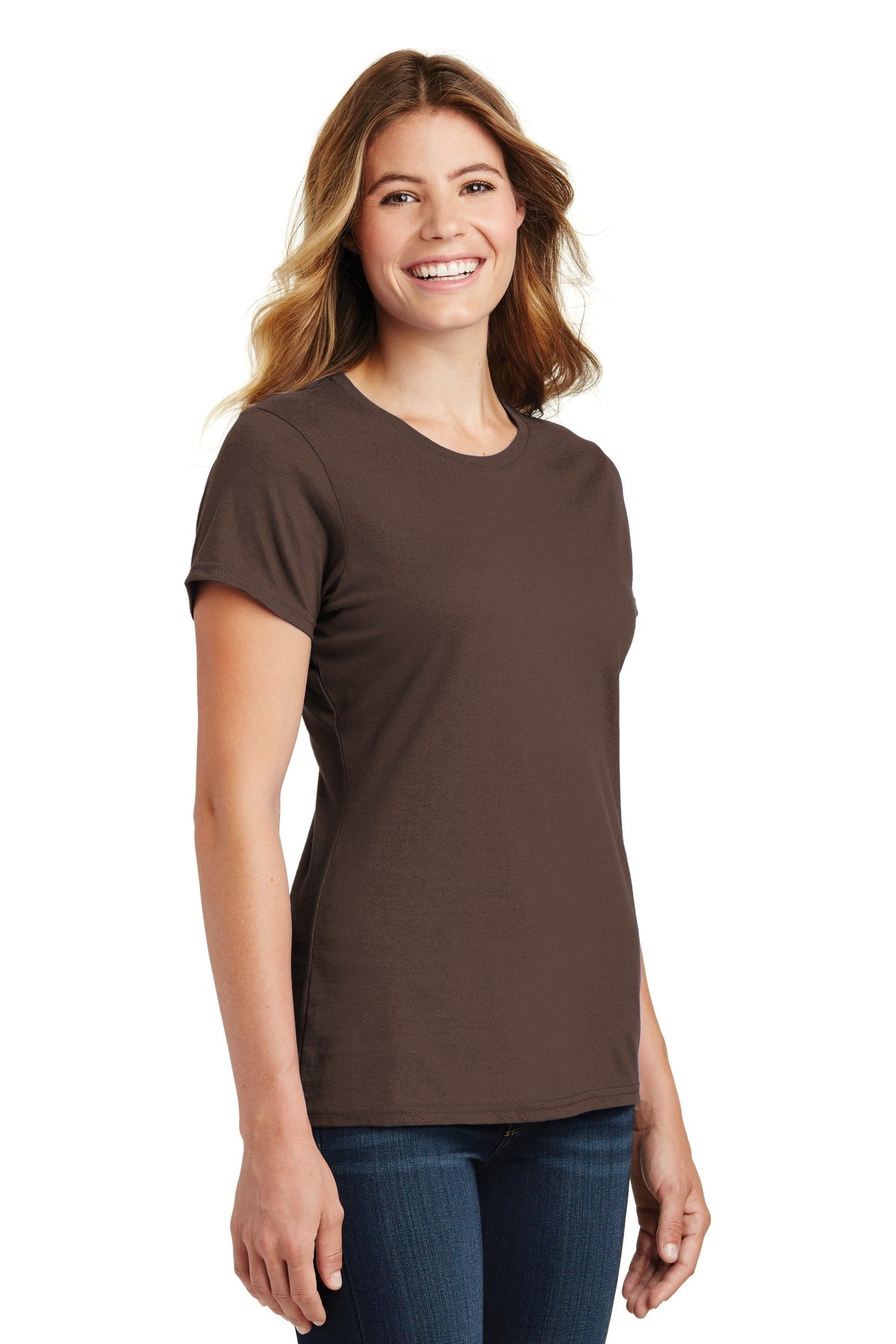 Dark Choc Brn Port & Co Women's Fan Favorite Tee. LPC450