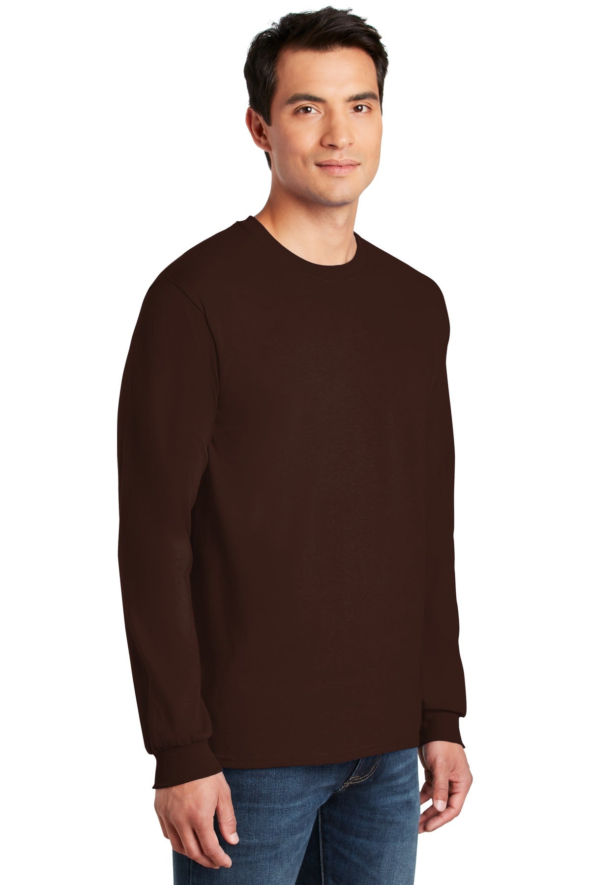 Dark Chocolate Gildan - Ultra Cotton 100% US Cotton Long Sleeve T-Shirt. G2400