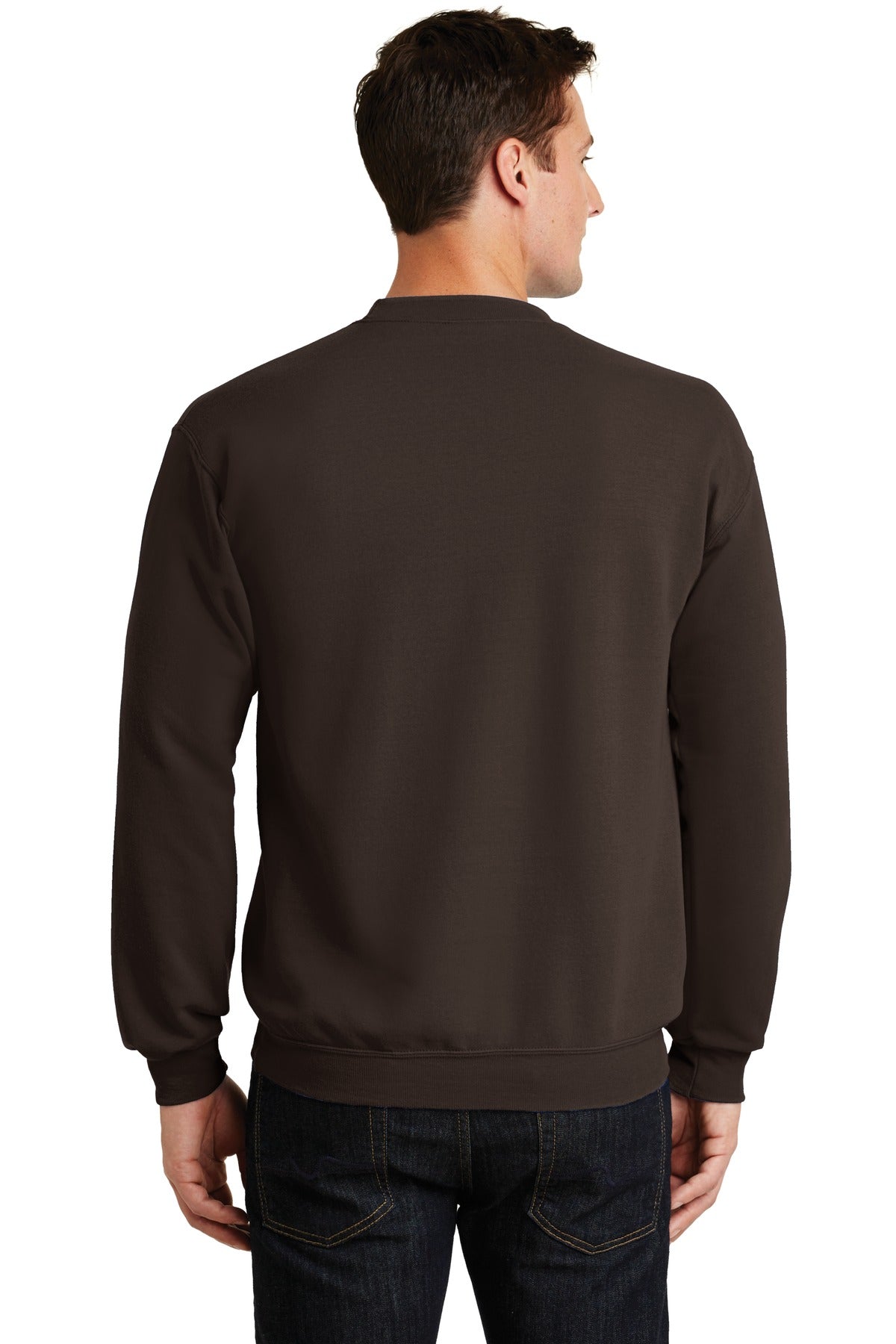 Dark Chocolate Port & Co Core Fleece Crewneck Sweatshirt. PC78