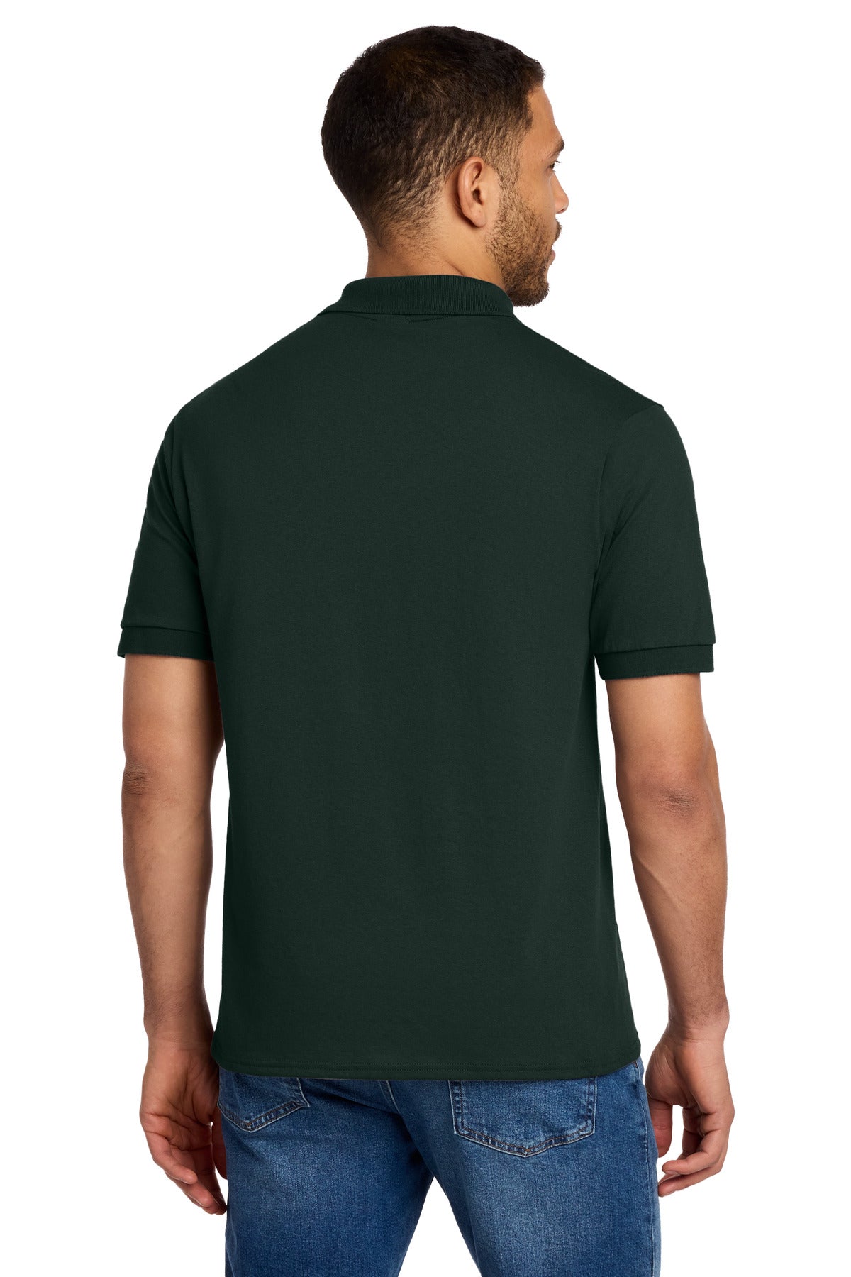 Dark Green Port & Co Core Blend Jersey Knit Polo. KP55
