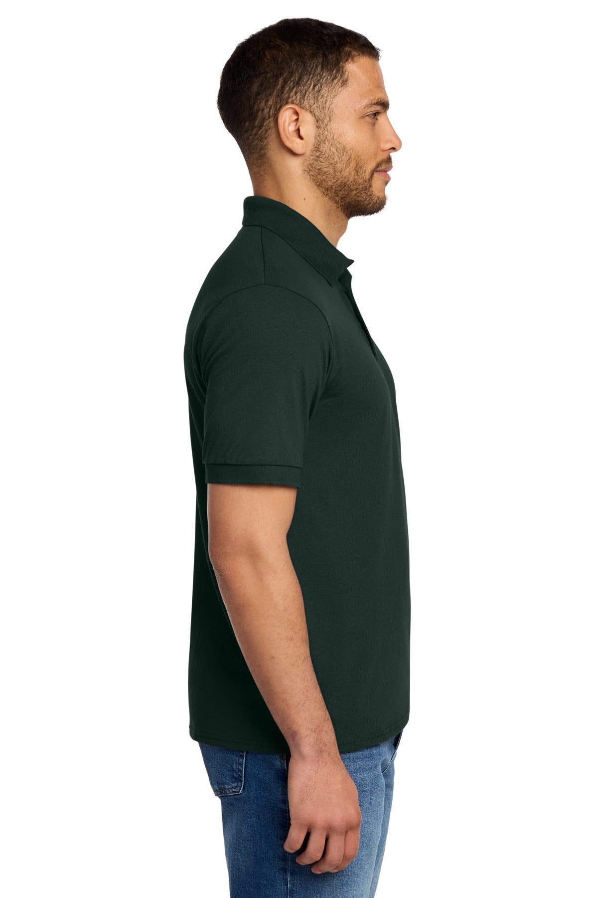 Dark Green Port & Co Core Blend Jersey Knit Polo. KP55