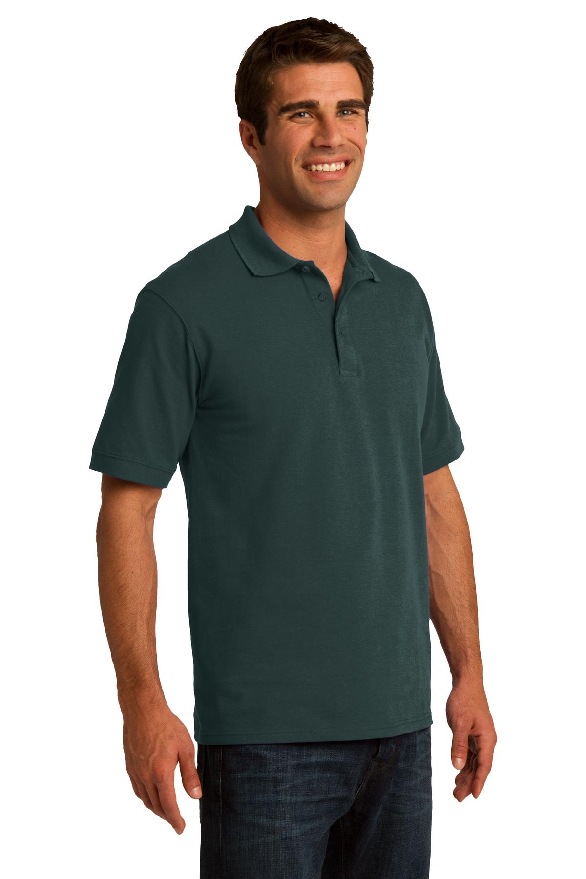 Dark Green Port & Co Core Blend Pique Polo. KP155