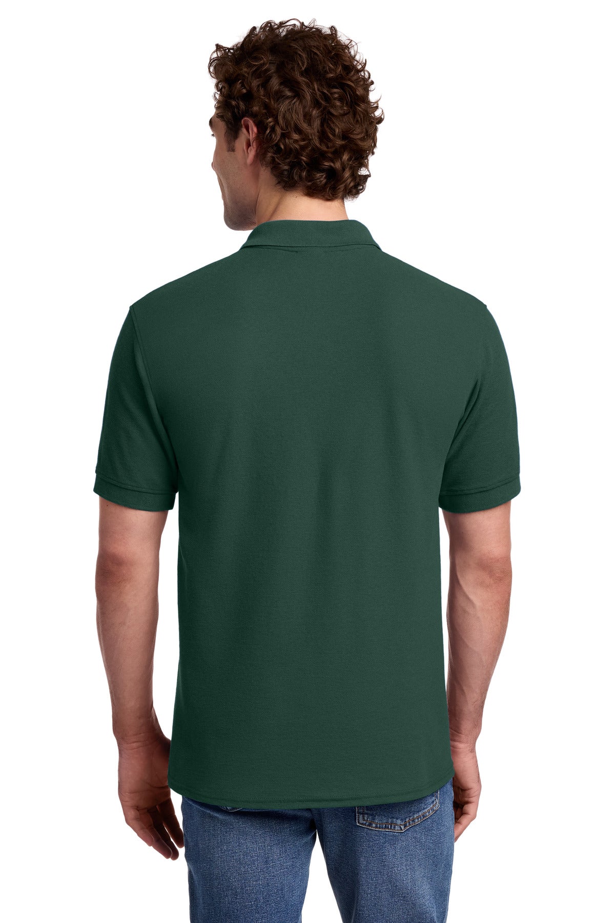 Dark Green Port & Co Core Blend Pique Polo. KP155