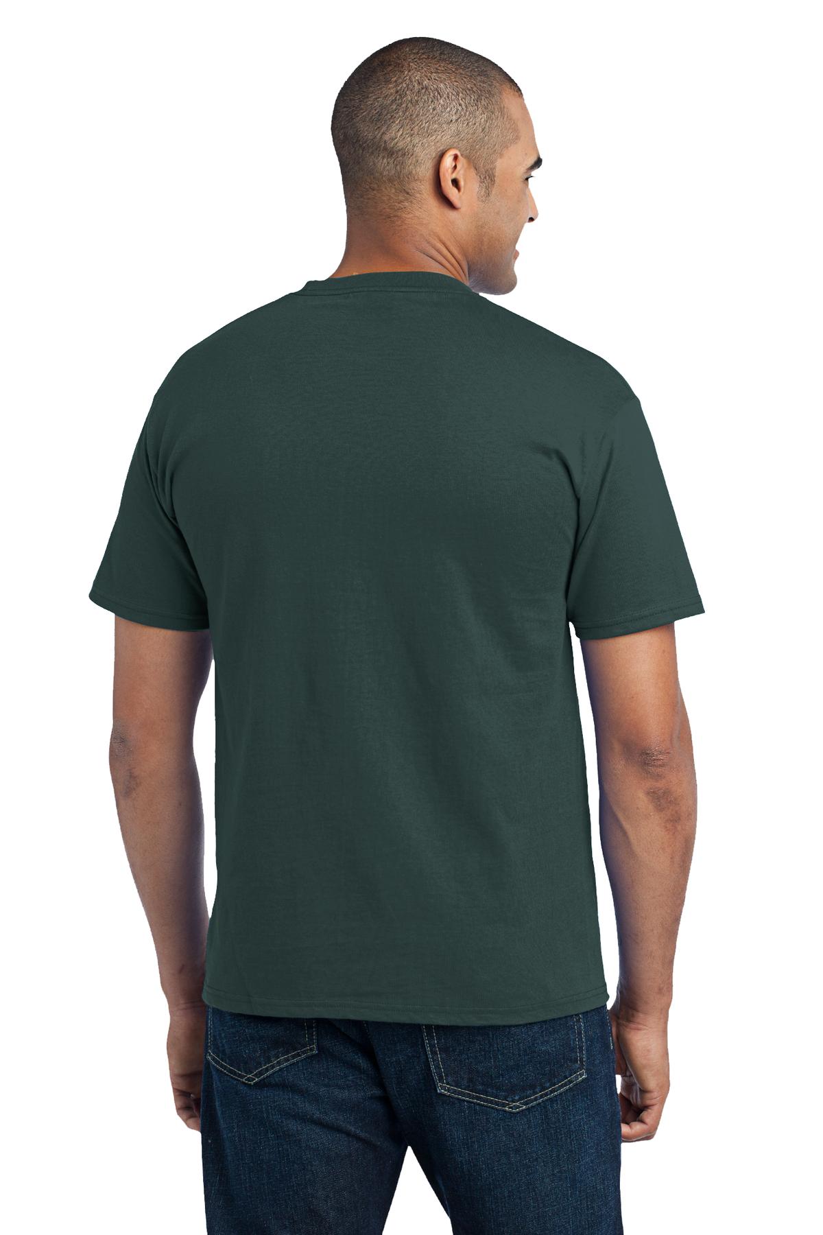 Dark Green Port & Co Core Blend Pocket Tee. PC55P