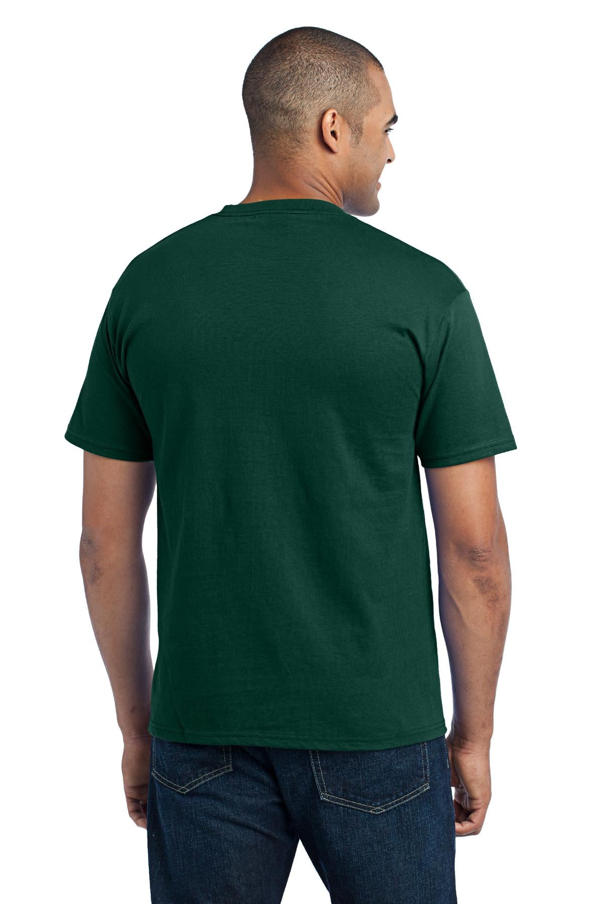 Dark Green Port & Co Core Blend Pocket Tee. PC55P