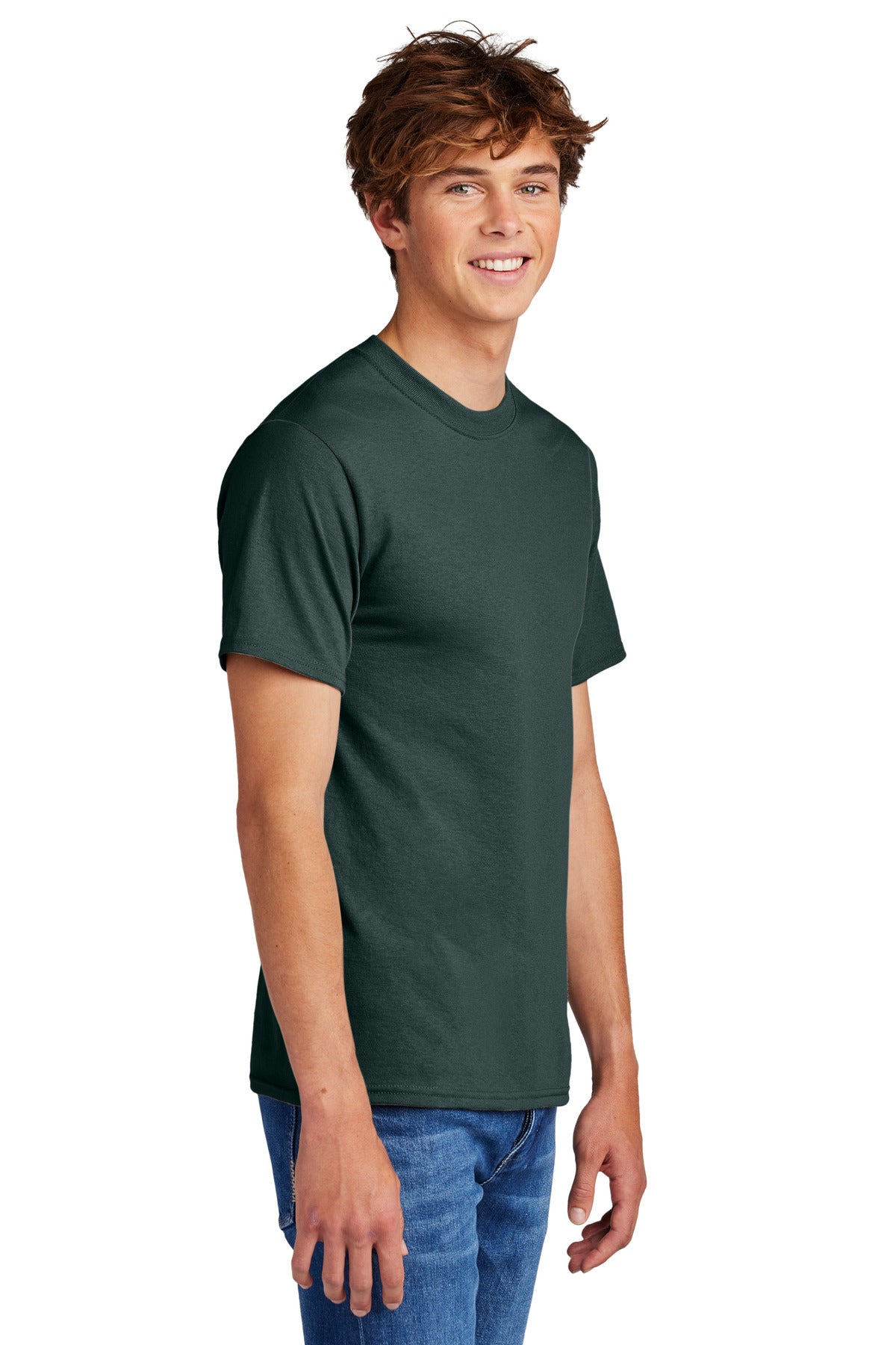Dark Green Port & Co Core Blend Tee. PC55