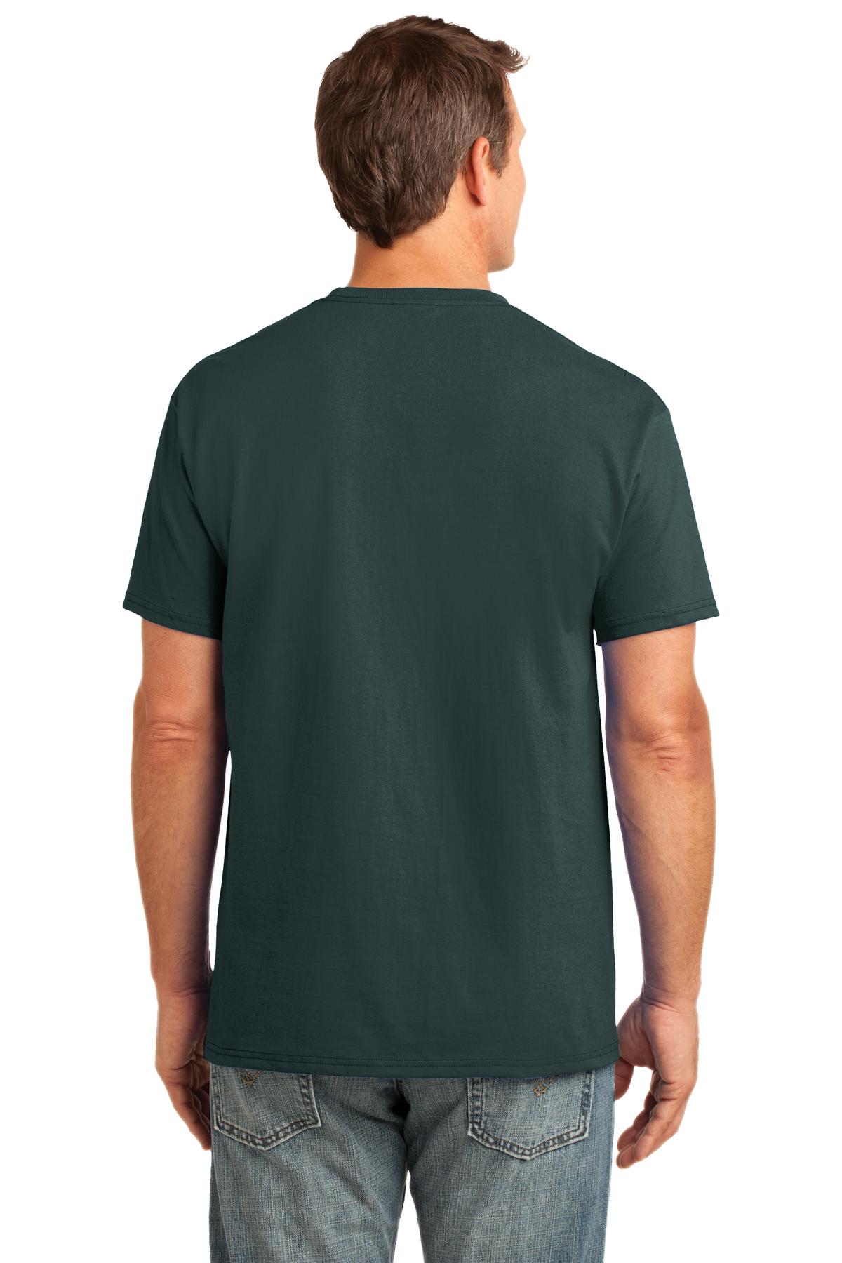 Dark Green Port & Co Core Cotton Pocket Tee. PC54P