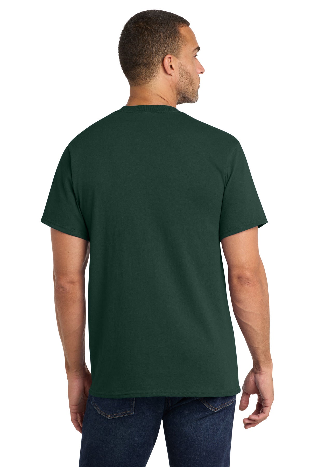 Dark Green Port & Co Core Cotton Pocket Tee. PC54P
