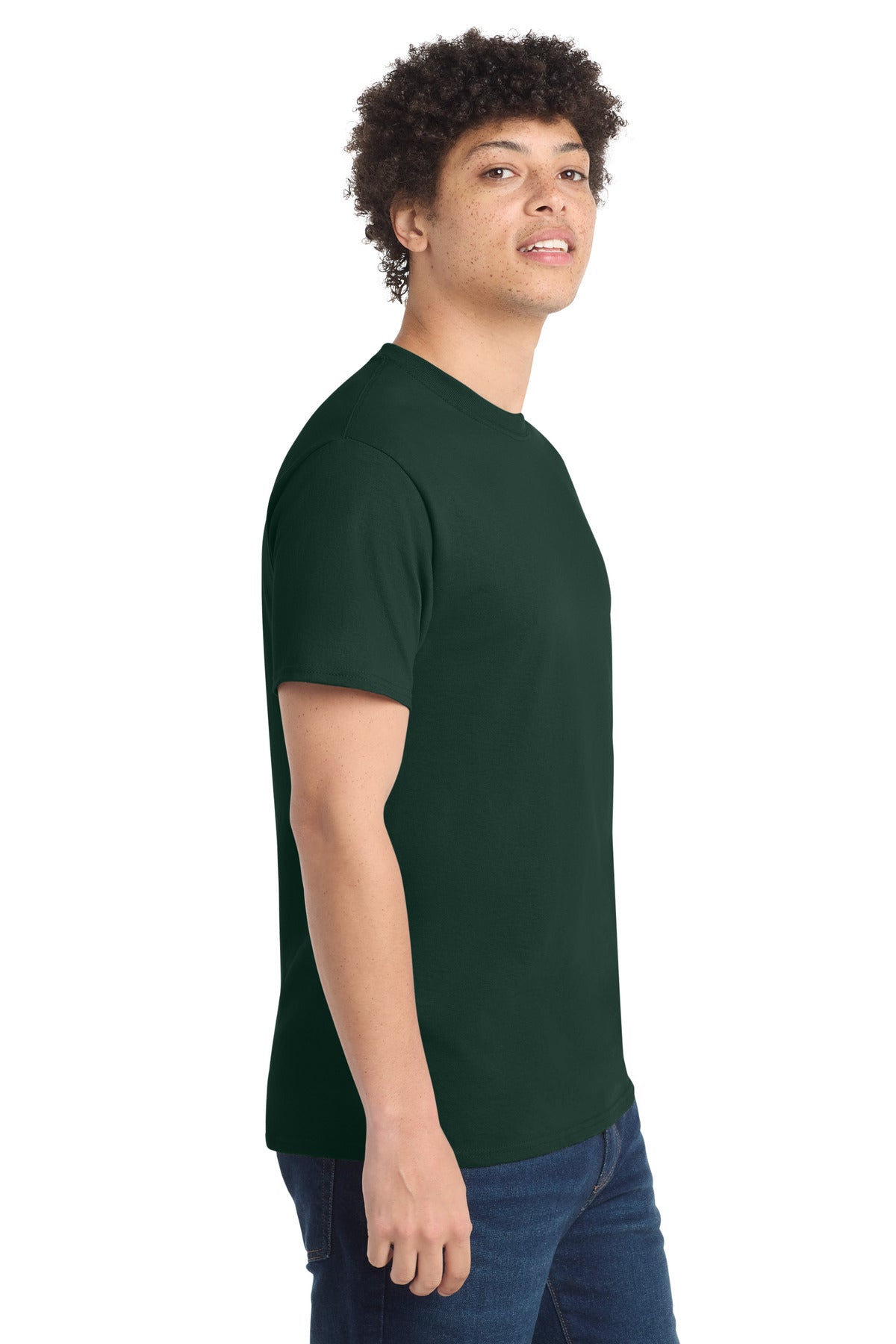 Dark Green Port & Co Core Cotton Tee. PC54