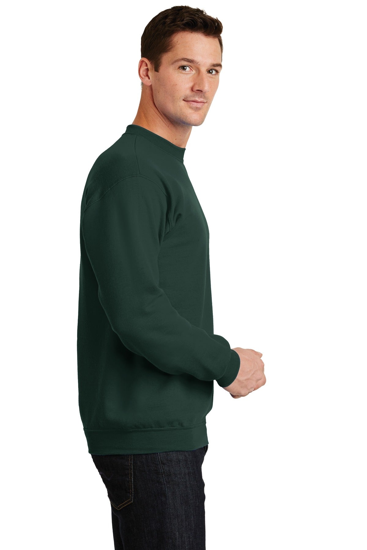 Dark Green Port & Co Core Fleece Crewneck Sweatshirt. PC78