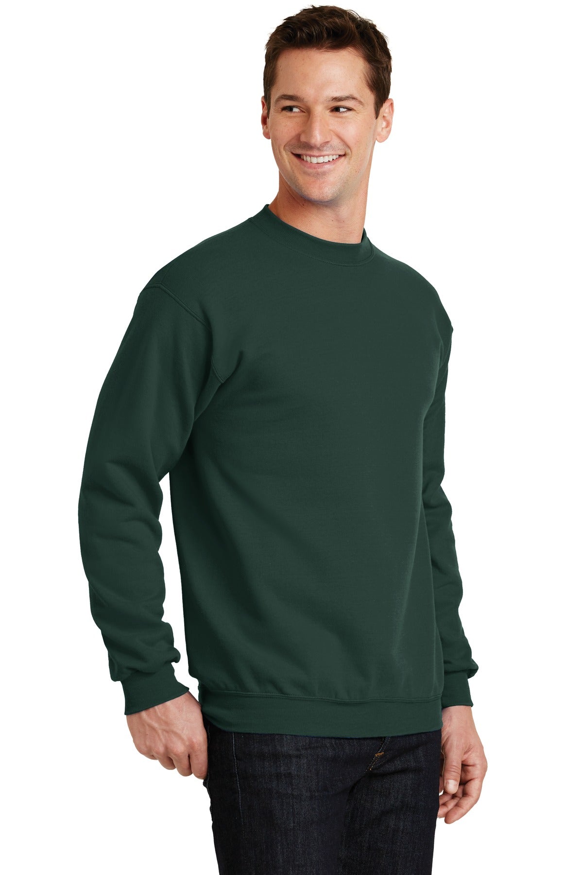 Dark Green Port & Co Core Fleece Crewneck Sweatshirt. PC78