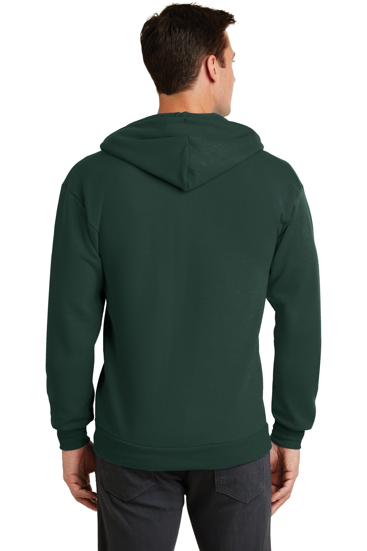 Dark Green Port & Co Core Fleece Full-Zip Hooded Sweatshirt. PC78ZH