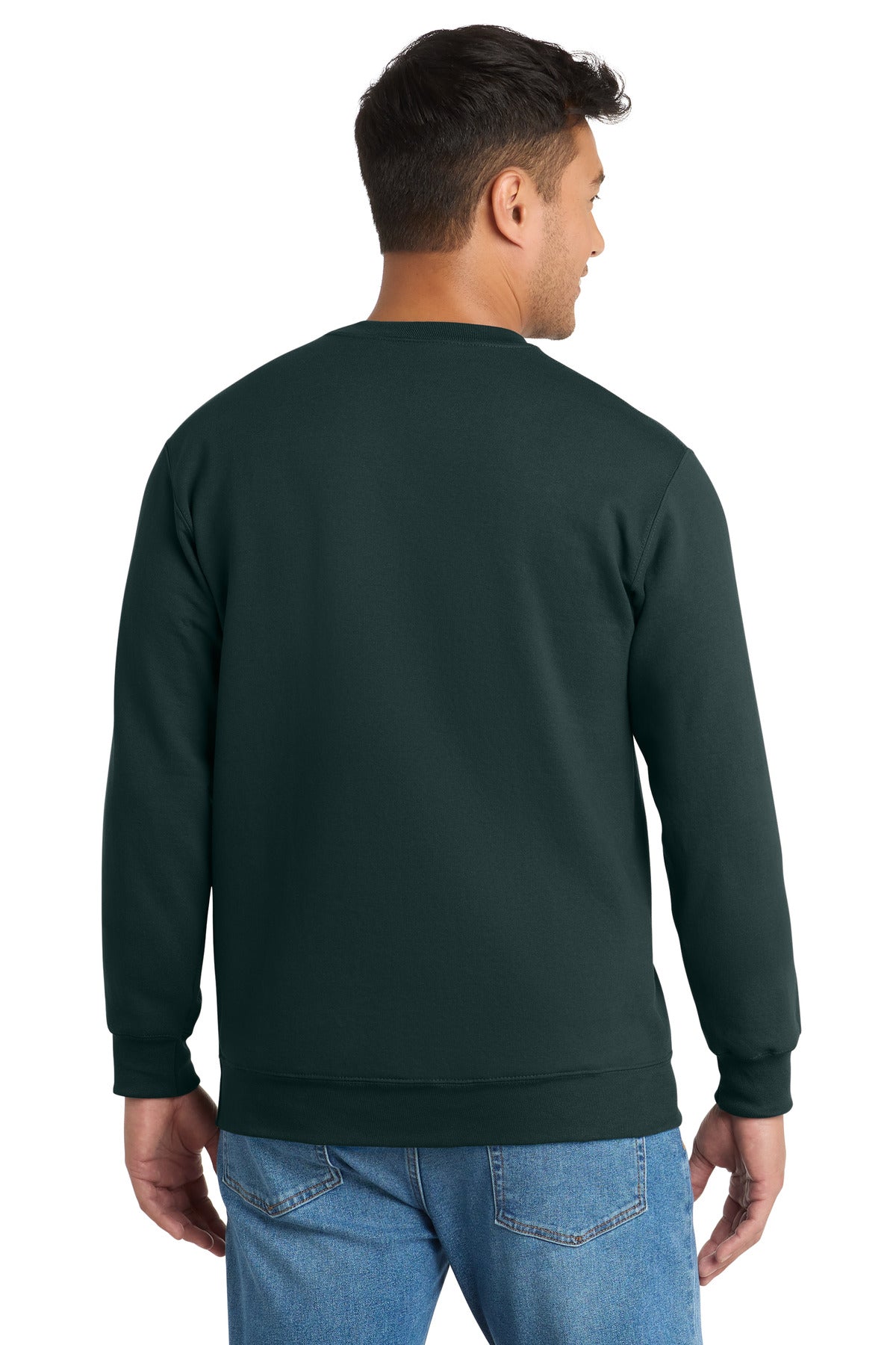 Dark Green Port & Co Essential Fleece Crewneck Sweatshirt. PC90