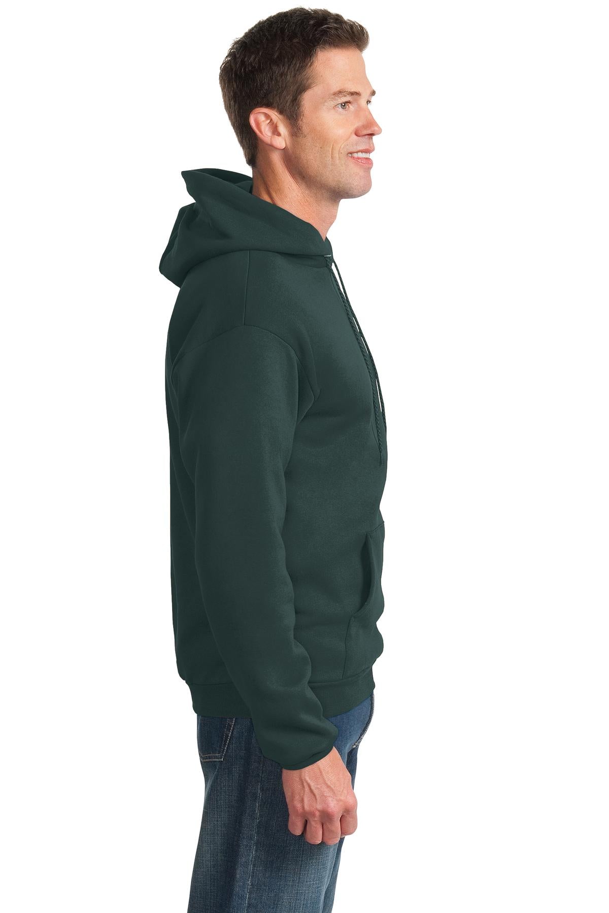 Dark Green Port & Co Essential Fleece Pullover Hooded Sweatshirt. PC90H
