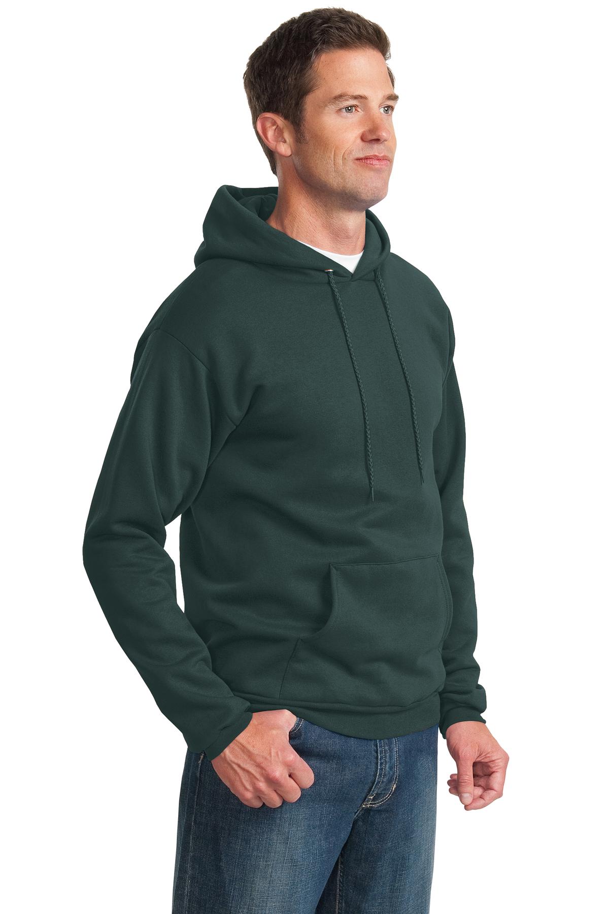 Dark Green Port & Co Essential Fleece Pullover Hooded Sweatshirt. PC90H