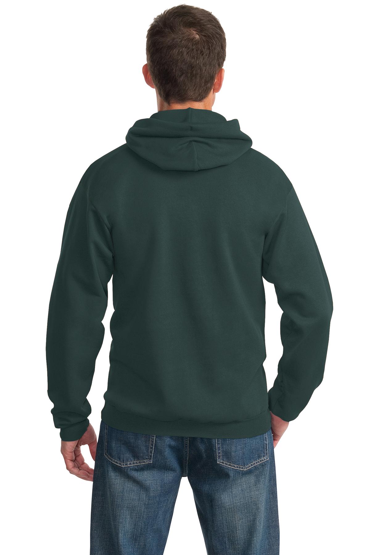 Dark Green Port & Co Essential Fleece Pullover Hooded Sweatshirt. PC90H