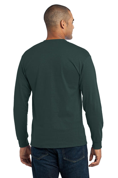 Dark Green Port & Co Long Sleeve Core Blend Tee. PC55LS