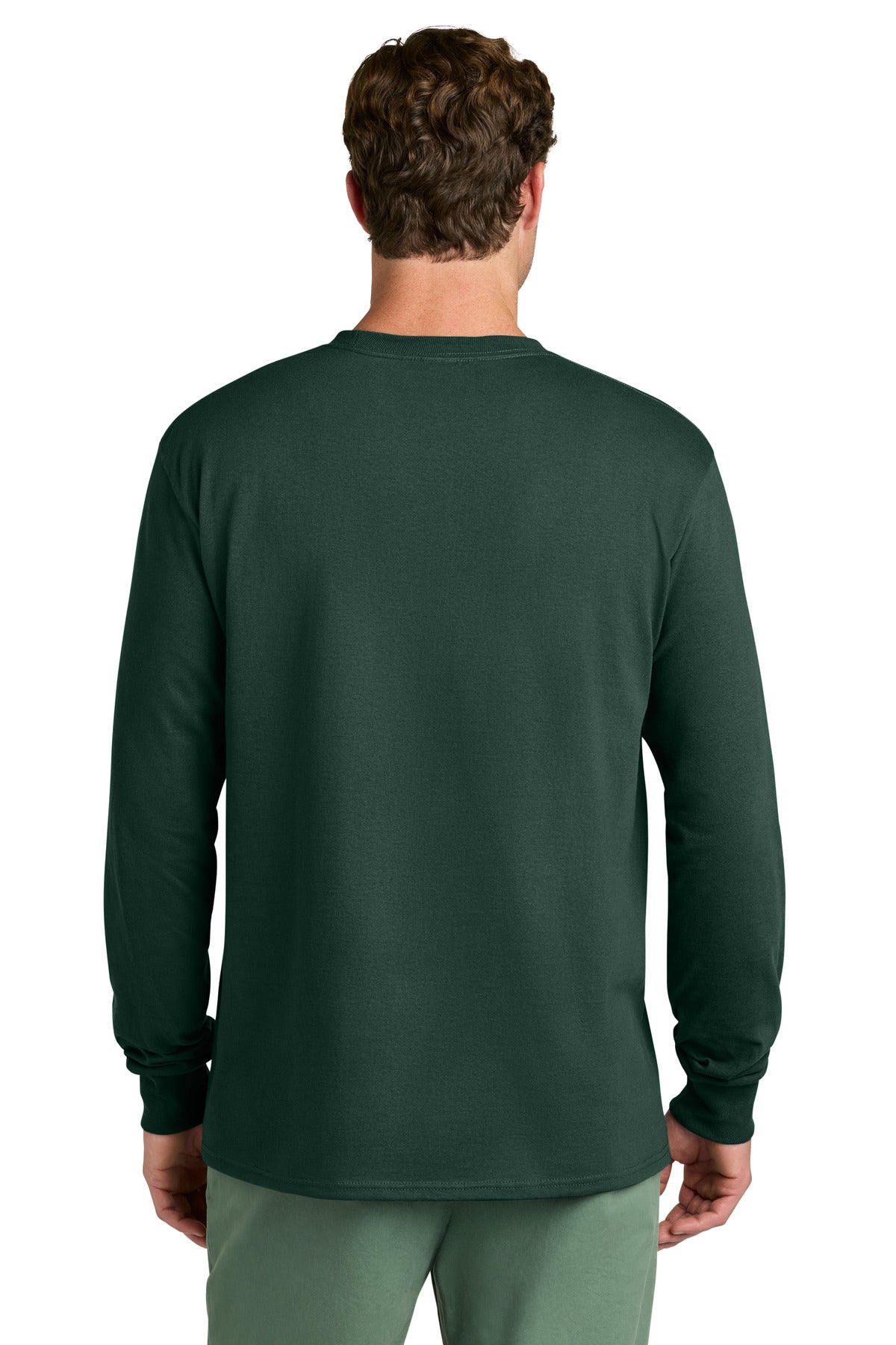 Dark Green Port & Co Long Sleeve Core Cotton Tee. PC54LS
