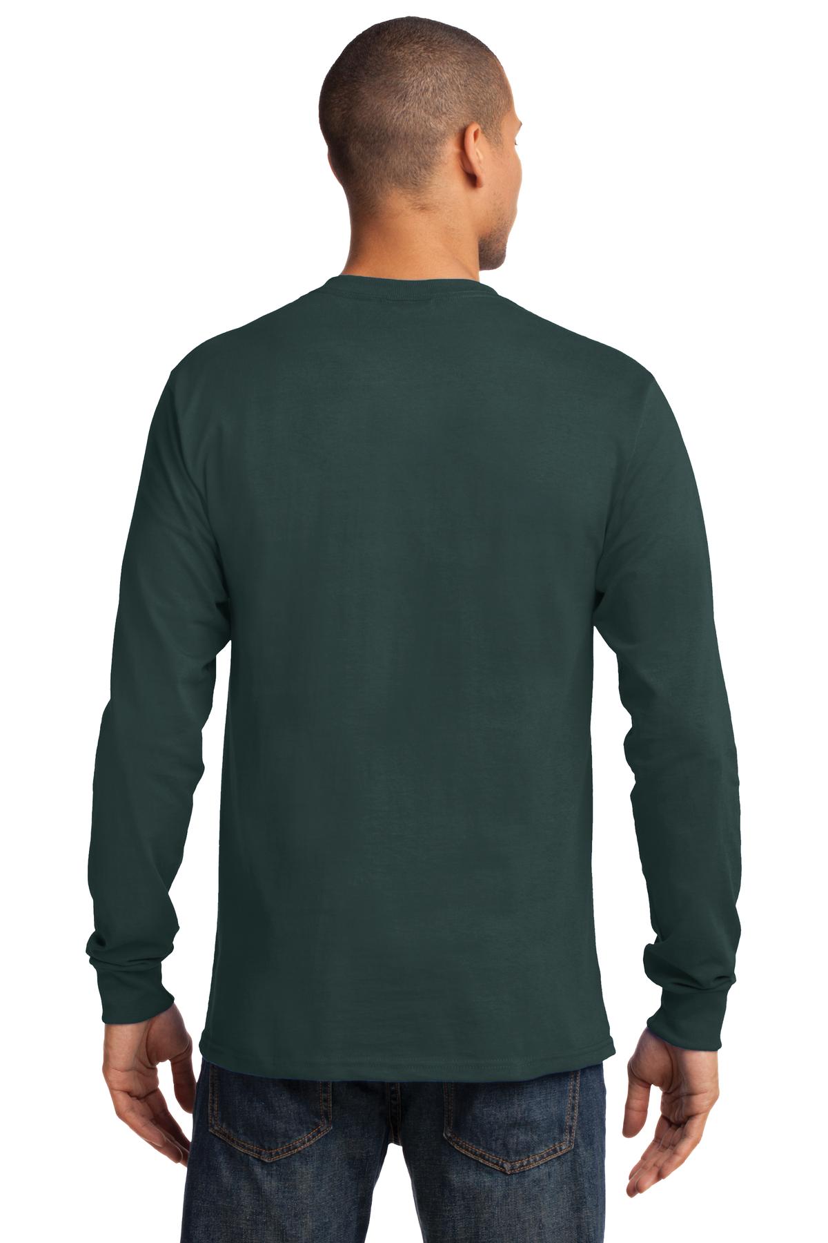 Dark Green Port & Co Long Sleeve Essential Tee. PC61LS