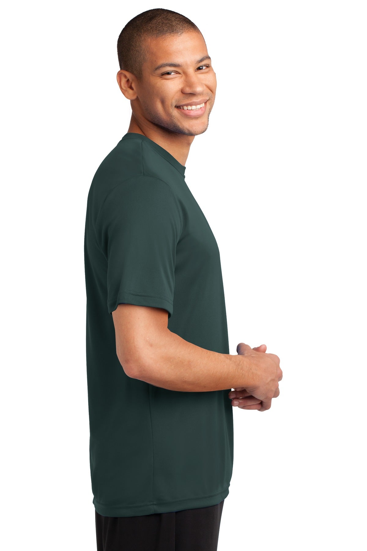 Dark Green Port & Co Performance Tee. PC380
