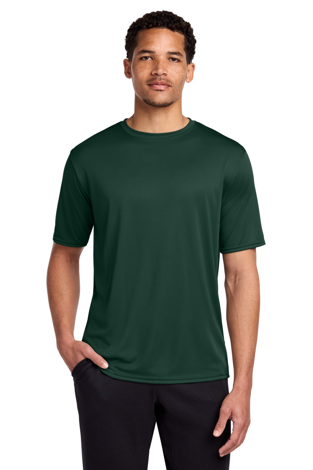 Dark Green Port & Co Performance Tee. PC380