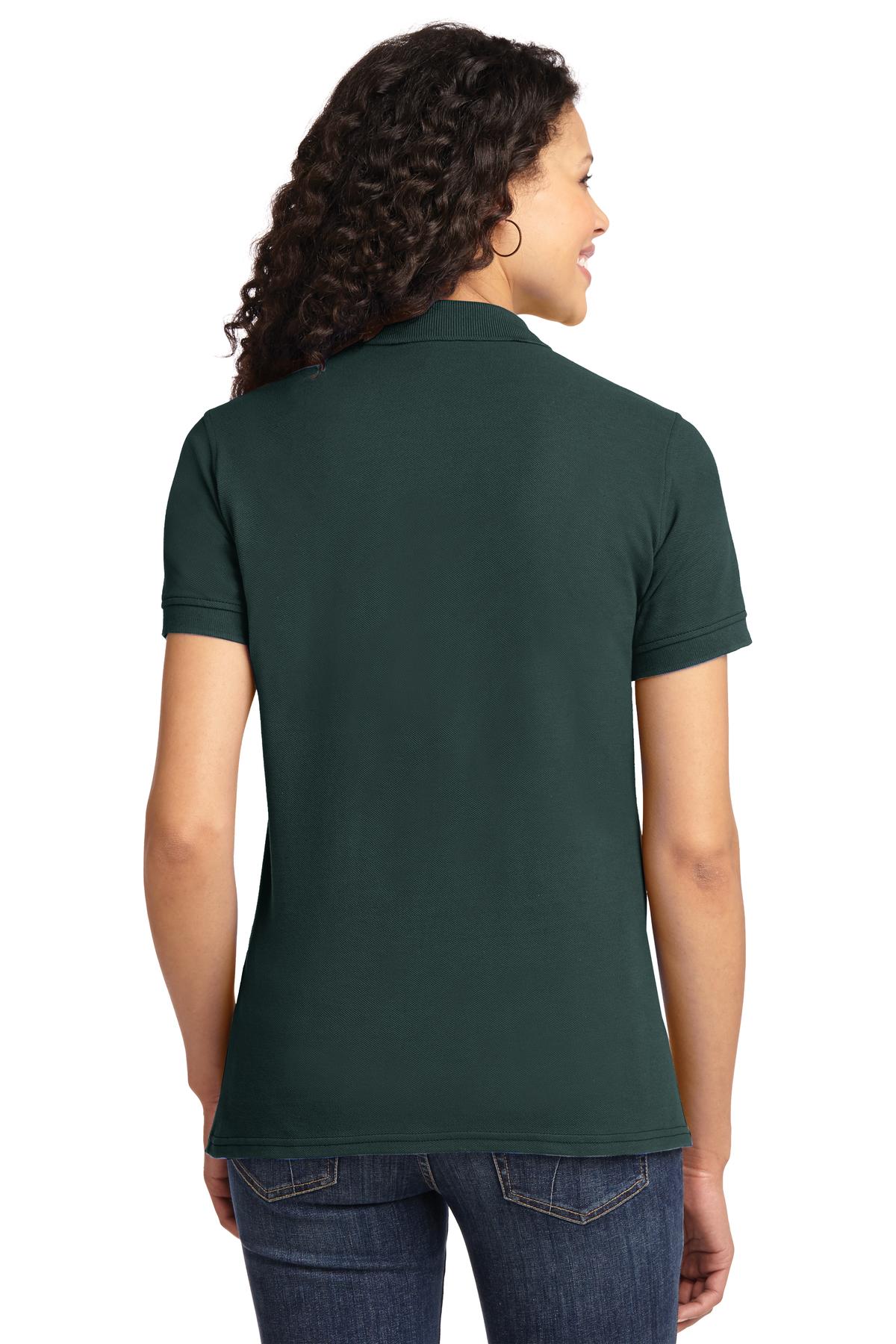 Dark Green Port & Co Women's Core Blend Pique Polo. LKP155