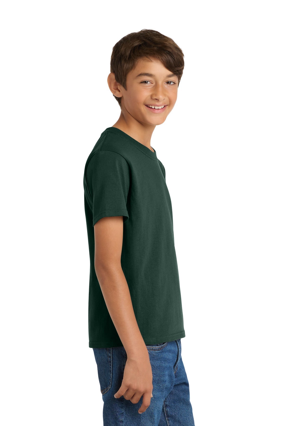 Dark Green Port & Co Youth Core Cotton Tee. PC54Y