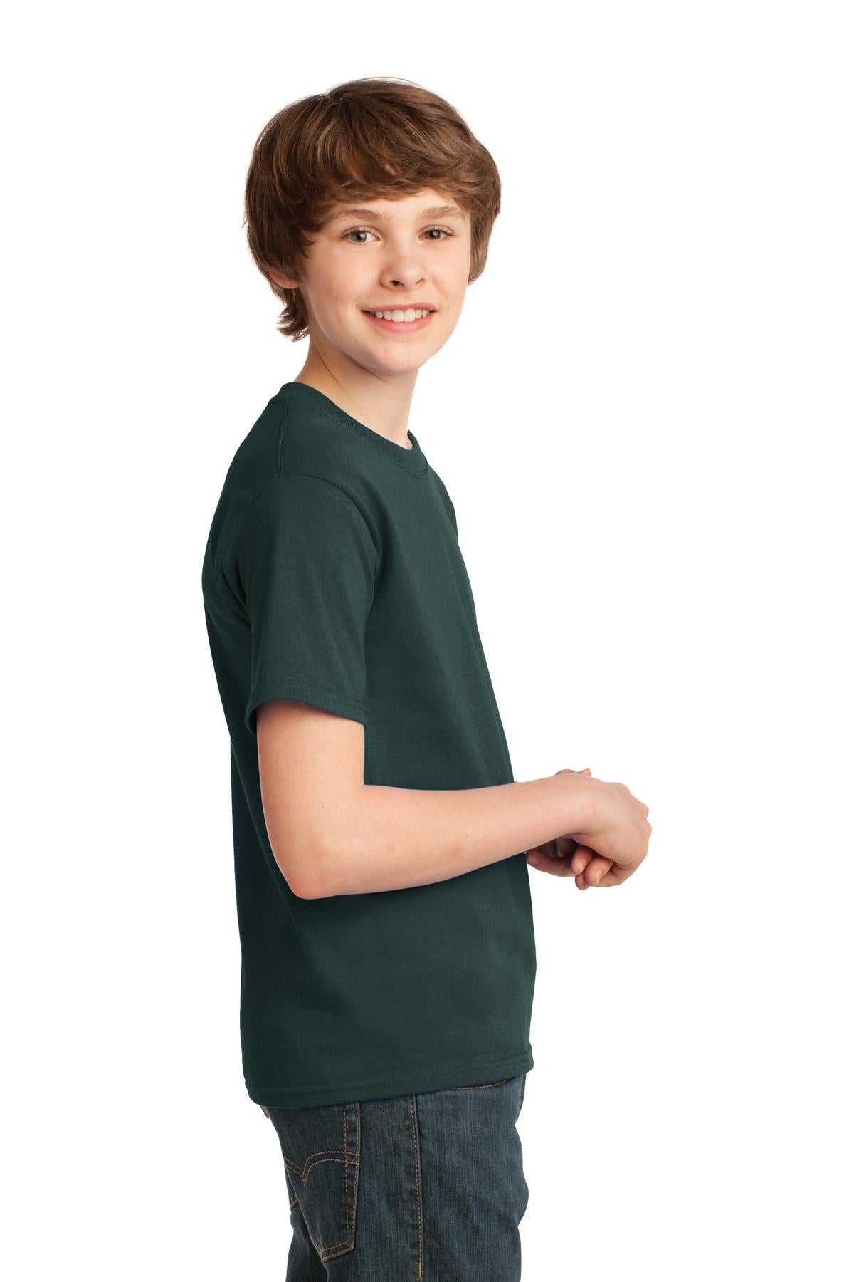 Dark Green Port & Co Youth Essential Tee. PC61Y