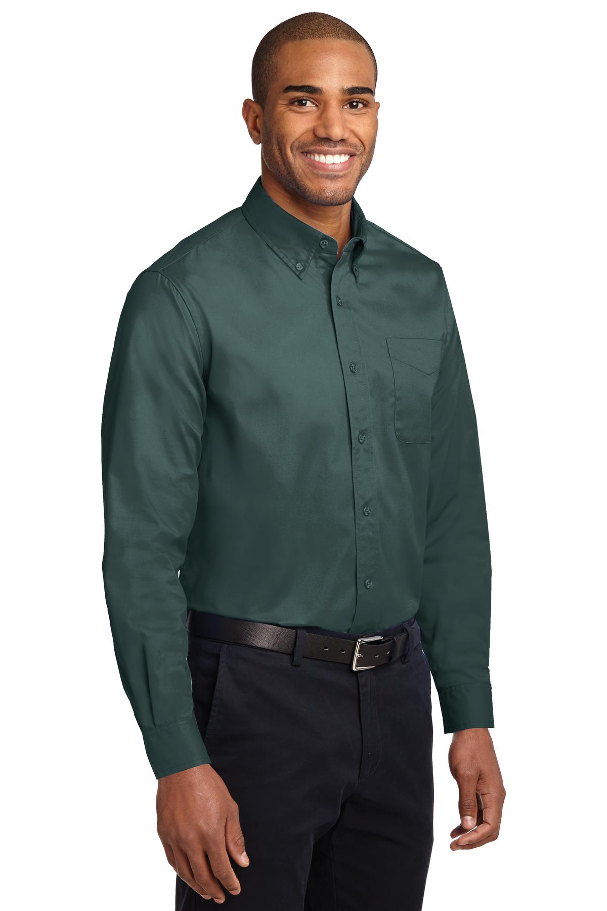 Dark Green/Nvy Port Authority Long Sleeve Easy Care Shirt S608