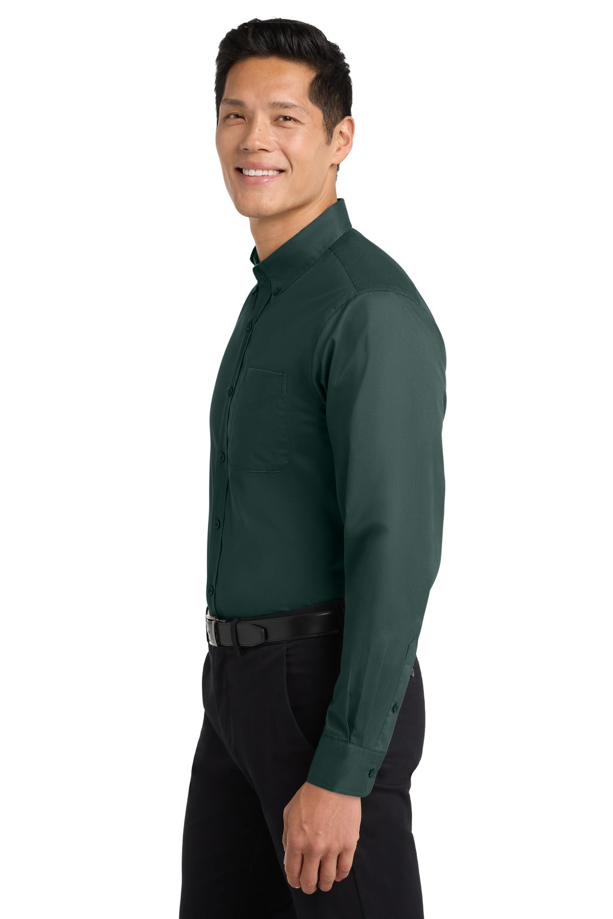 Dark Green/Nvy Port Authority Long Sleeve Easy Care Shirt S608