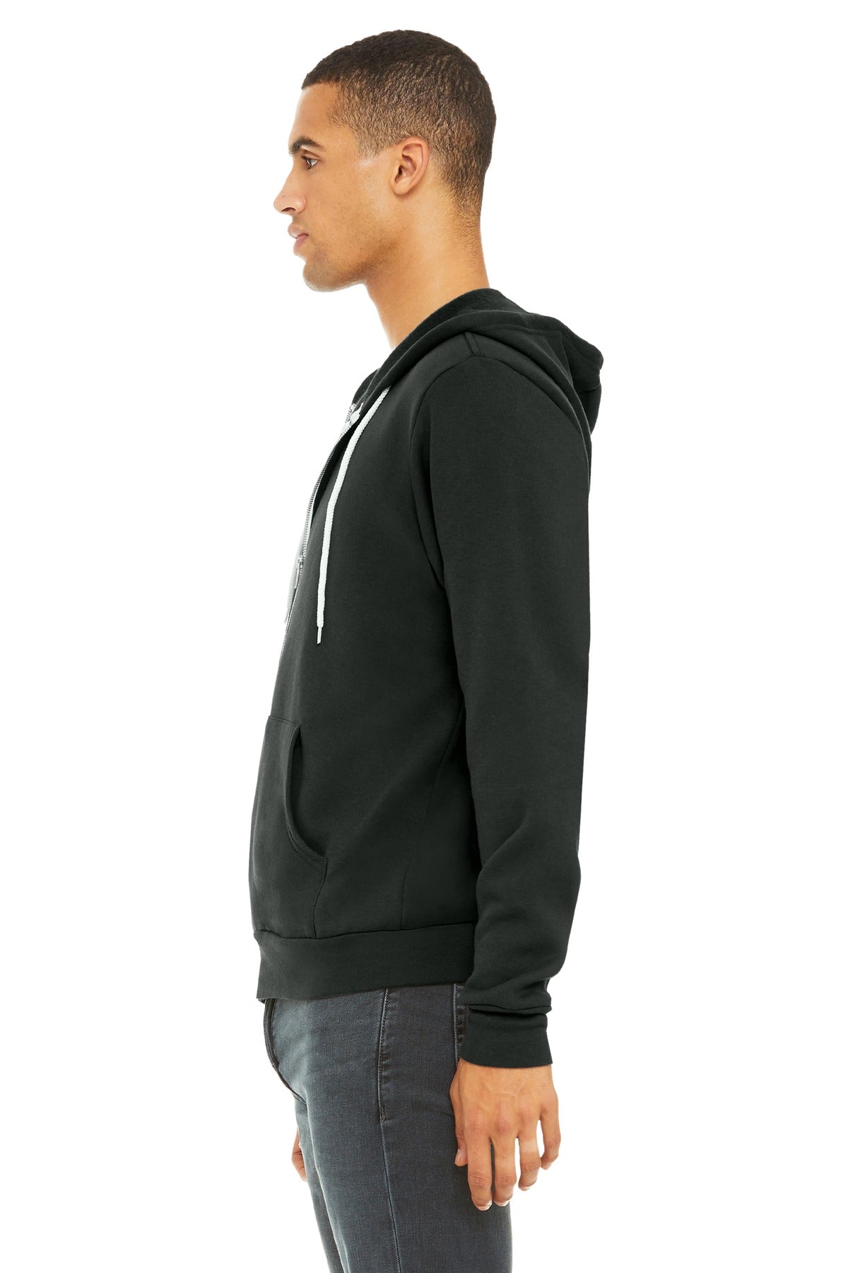 Dark Grey BELLA+CANVAS Unisex Sponge Fleece Full-Zip Hoodie. BC3739