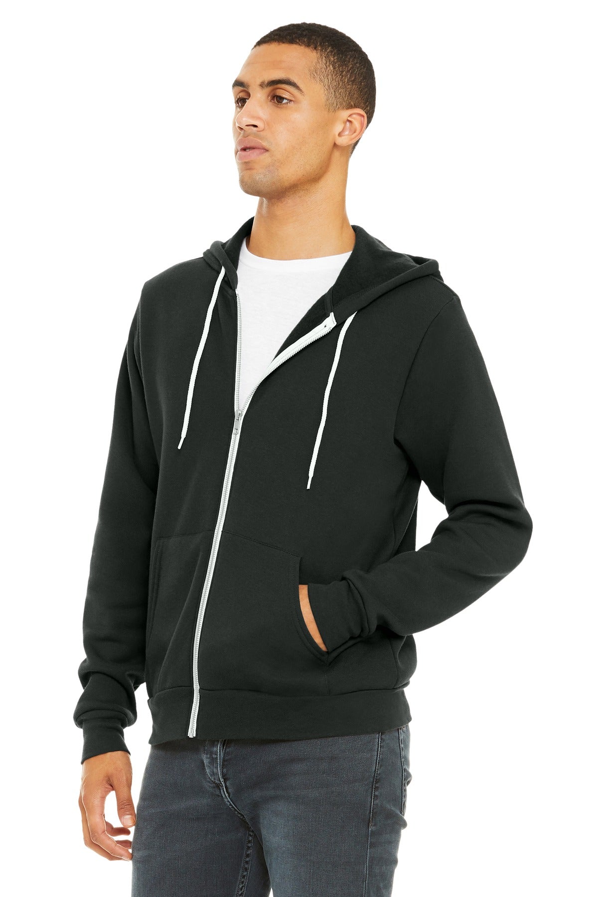 Dark Grey BELLA+CANVAS Unisex Sponge Fleece Full-Zip Hoodie. BC3739